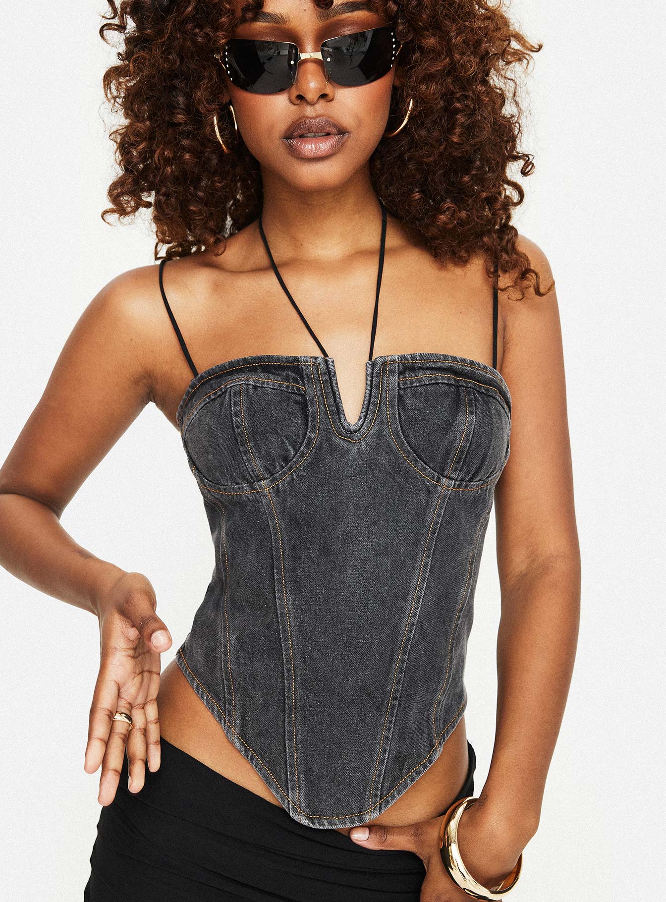 Del Gato Corset Top Charcoal - Image 6