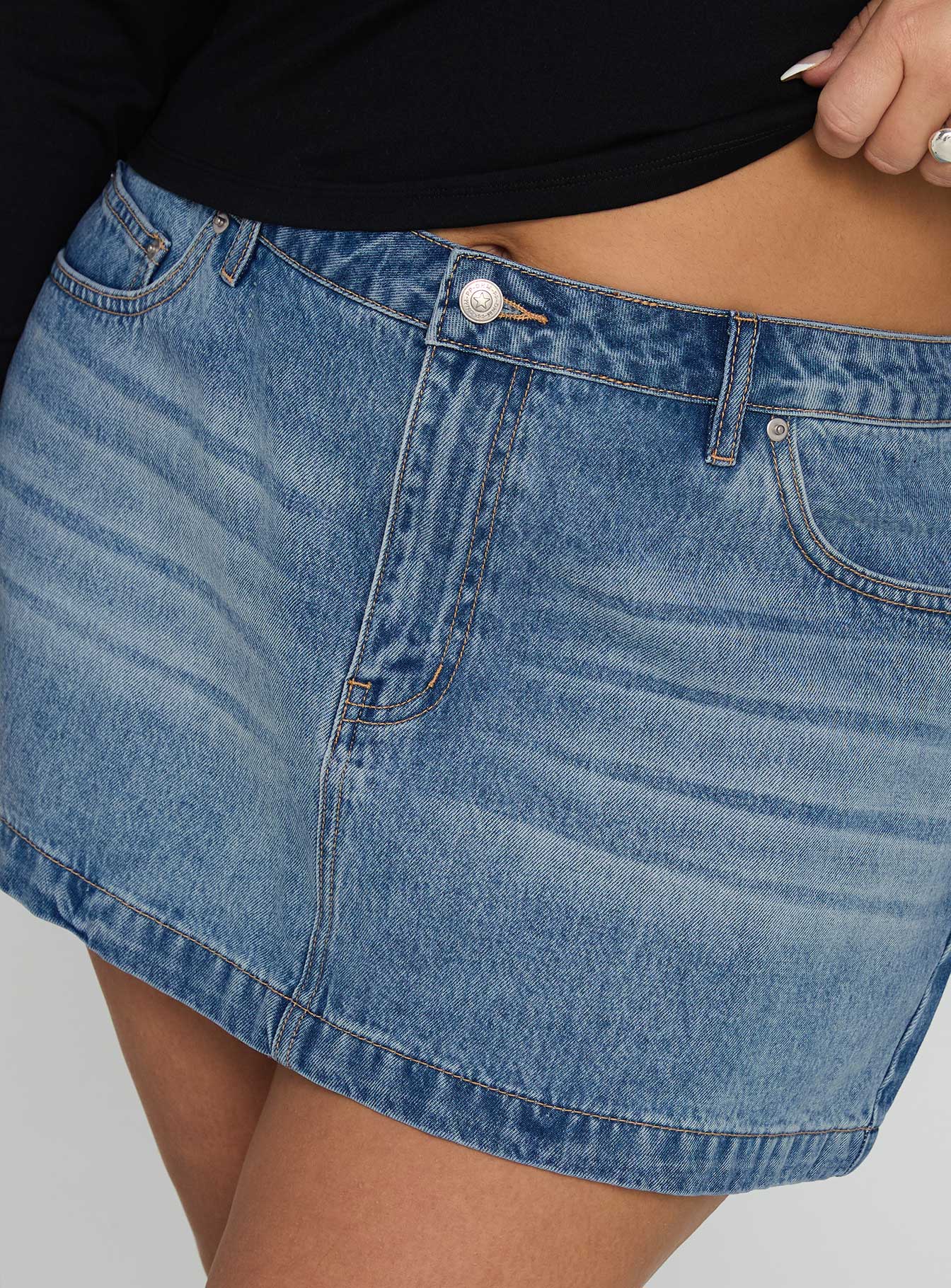 Fossils Denim Mini Skirt Blue Curve - Image 5