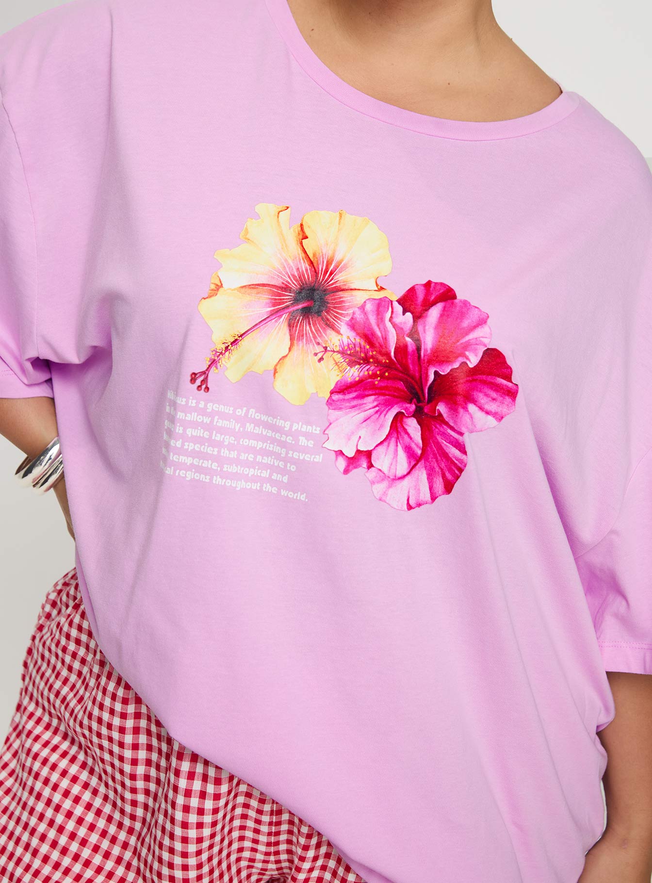 Hibiscus Haven Oversized Tee Pink Curve - Image 6