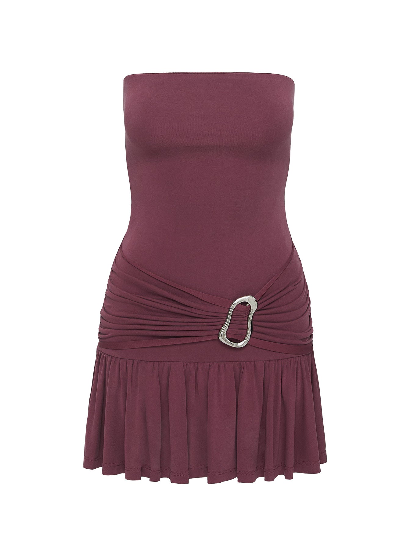 Love Lingers Strapless Mini Dress Burgundy Petite - Image 6