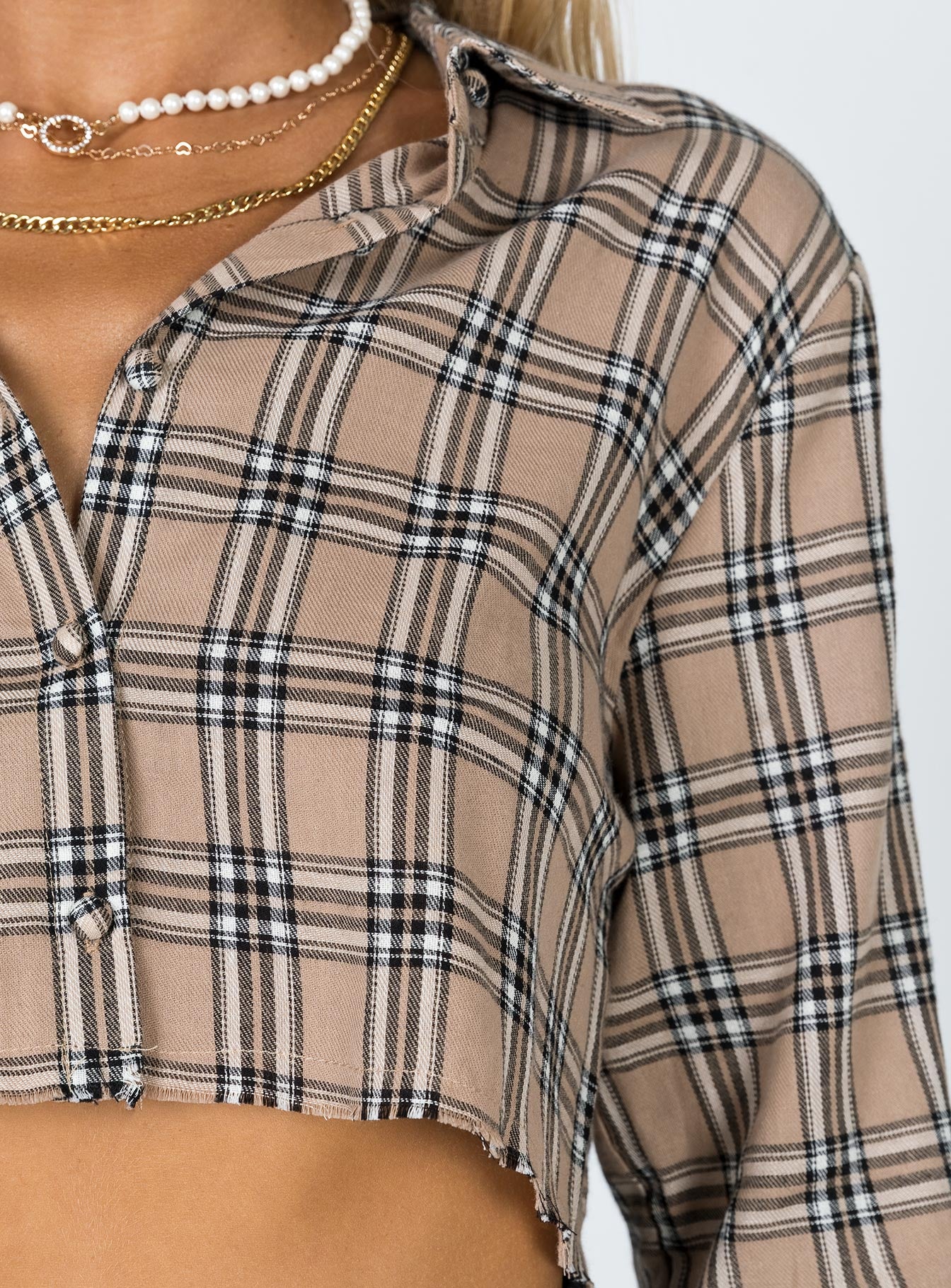 Nora Cropped Shirt Beige - Image 7