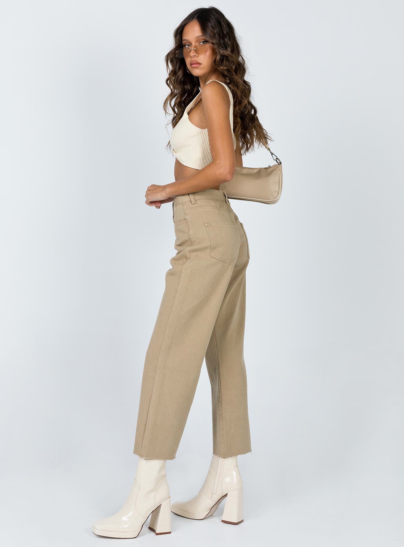 Ruby Cropped Jeans Tan - Image 5