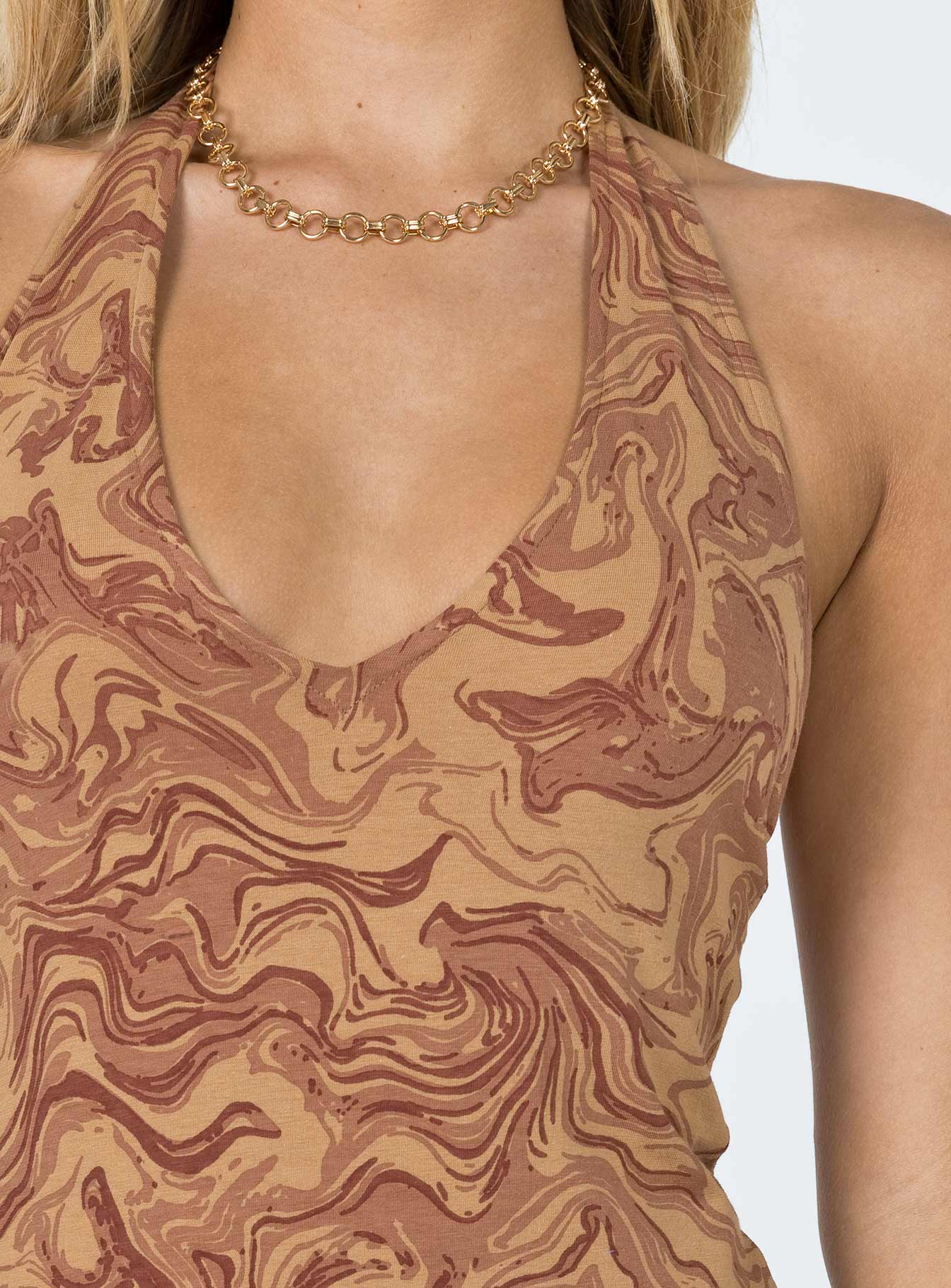 Motel Aisha Mini Dress Fluid Marbling Brown - Image 6