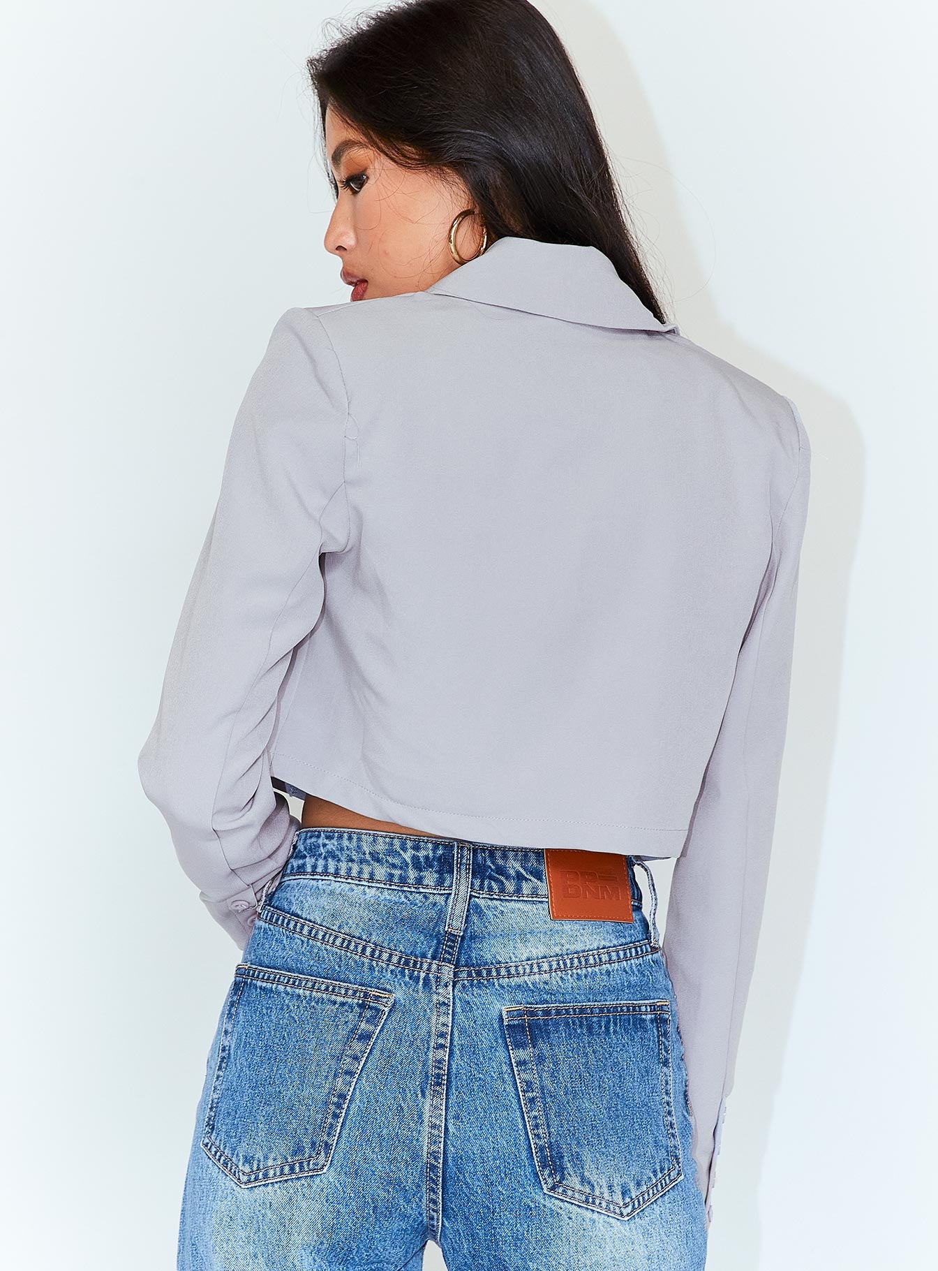 The City Cropped Blazer Grey - Image 5