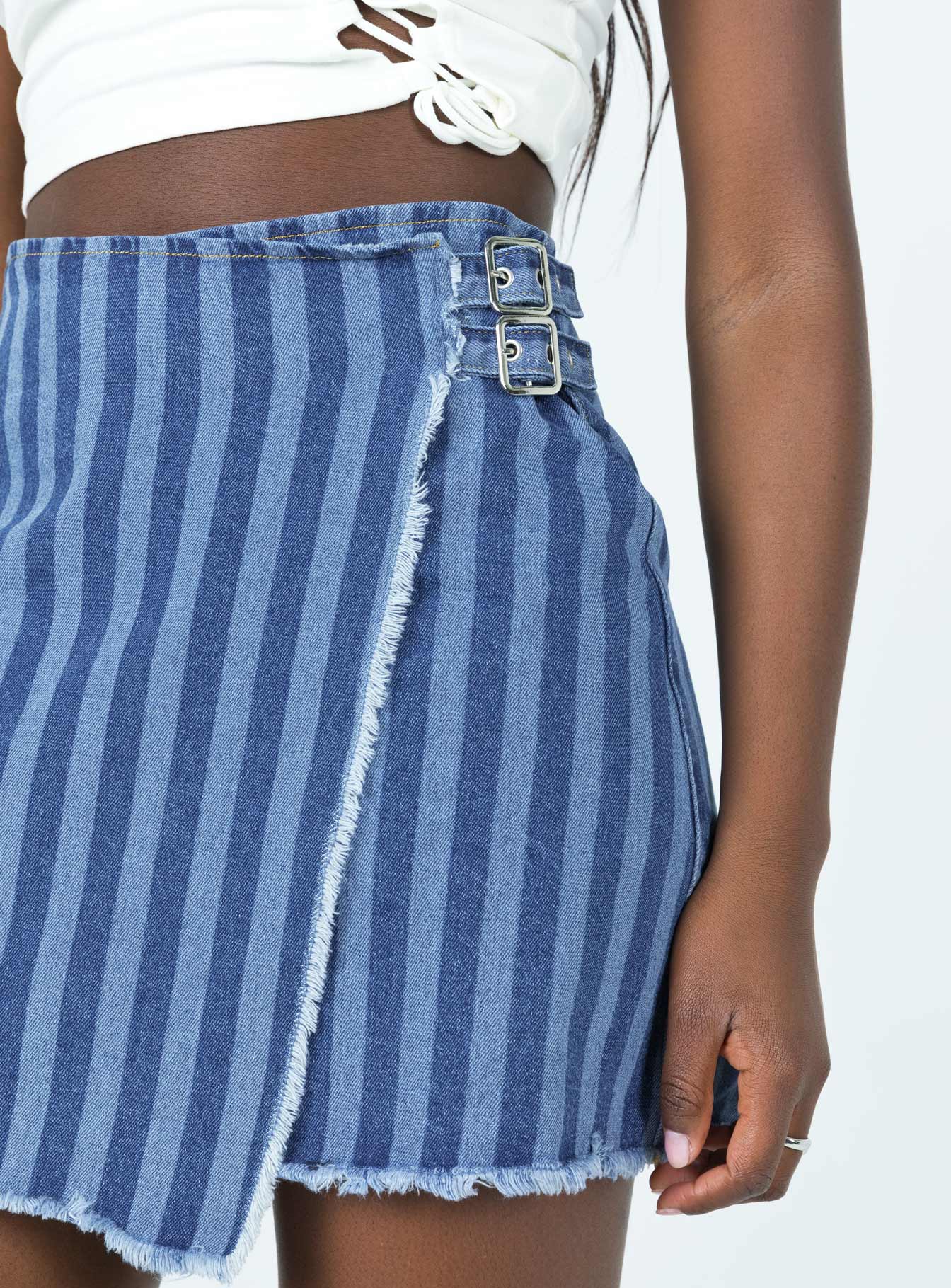 Ariyah Wrap Denim Mini Skirt - Image 6