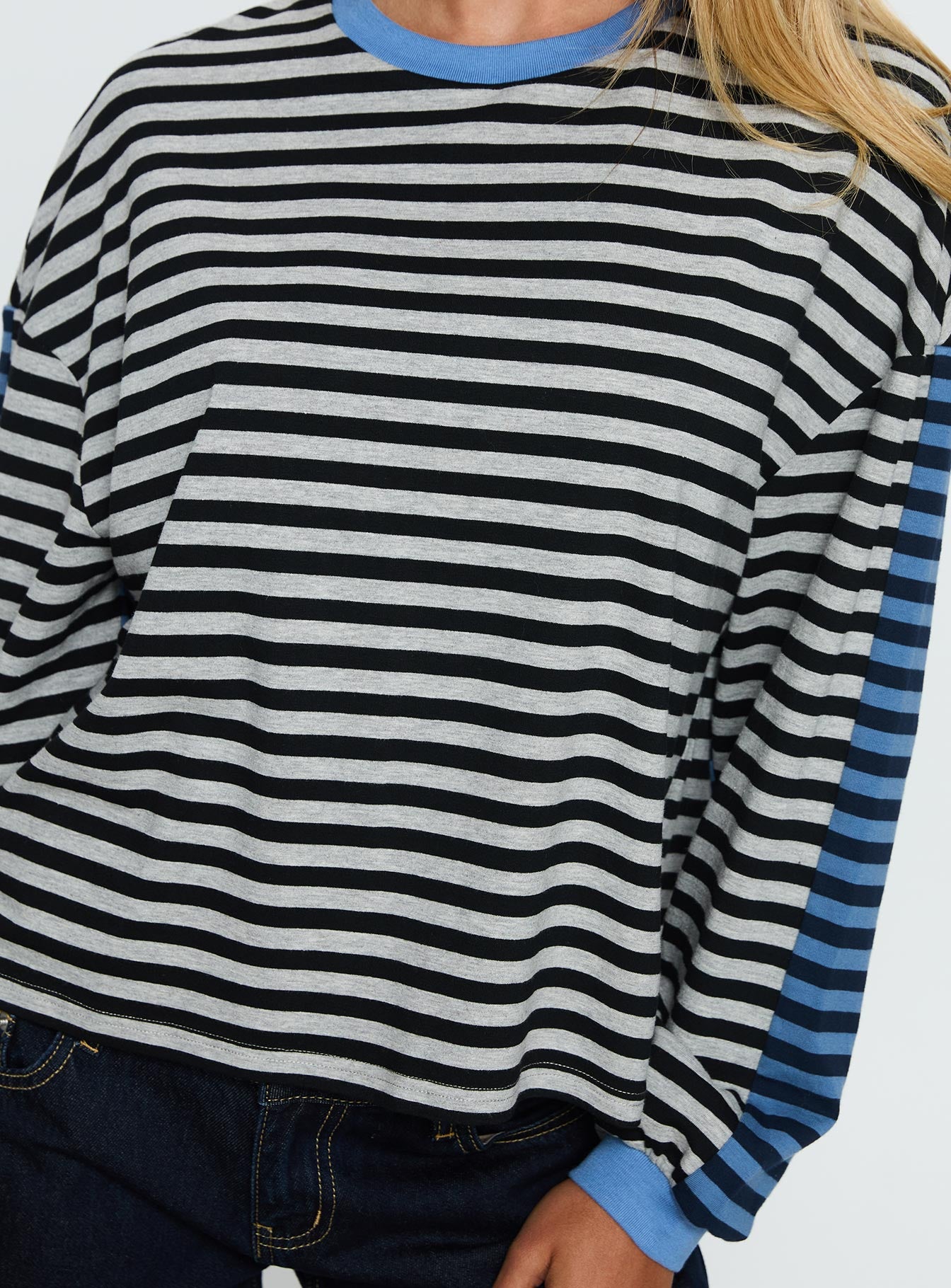 Taysha Long Sleeve Top Black / Grey Stripe - Image 6