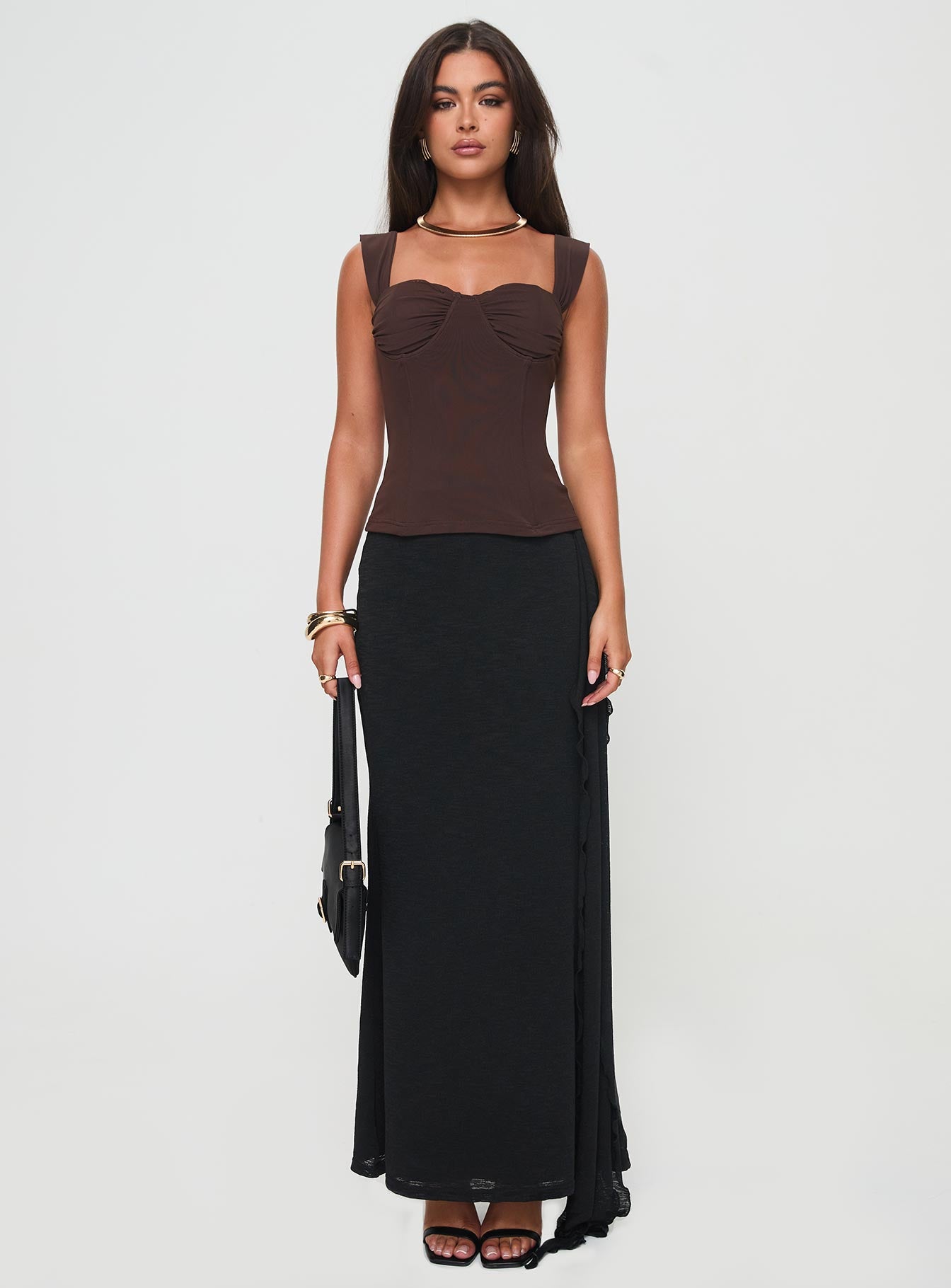 Kyrie Longline Corset Top Brown - Image 7