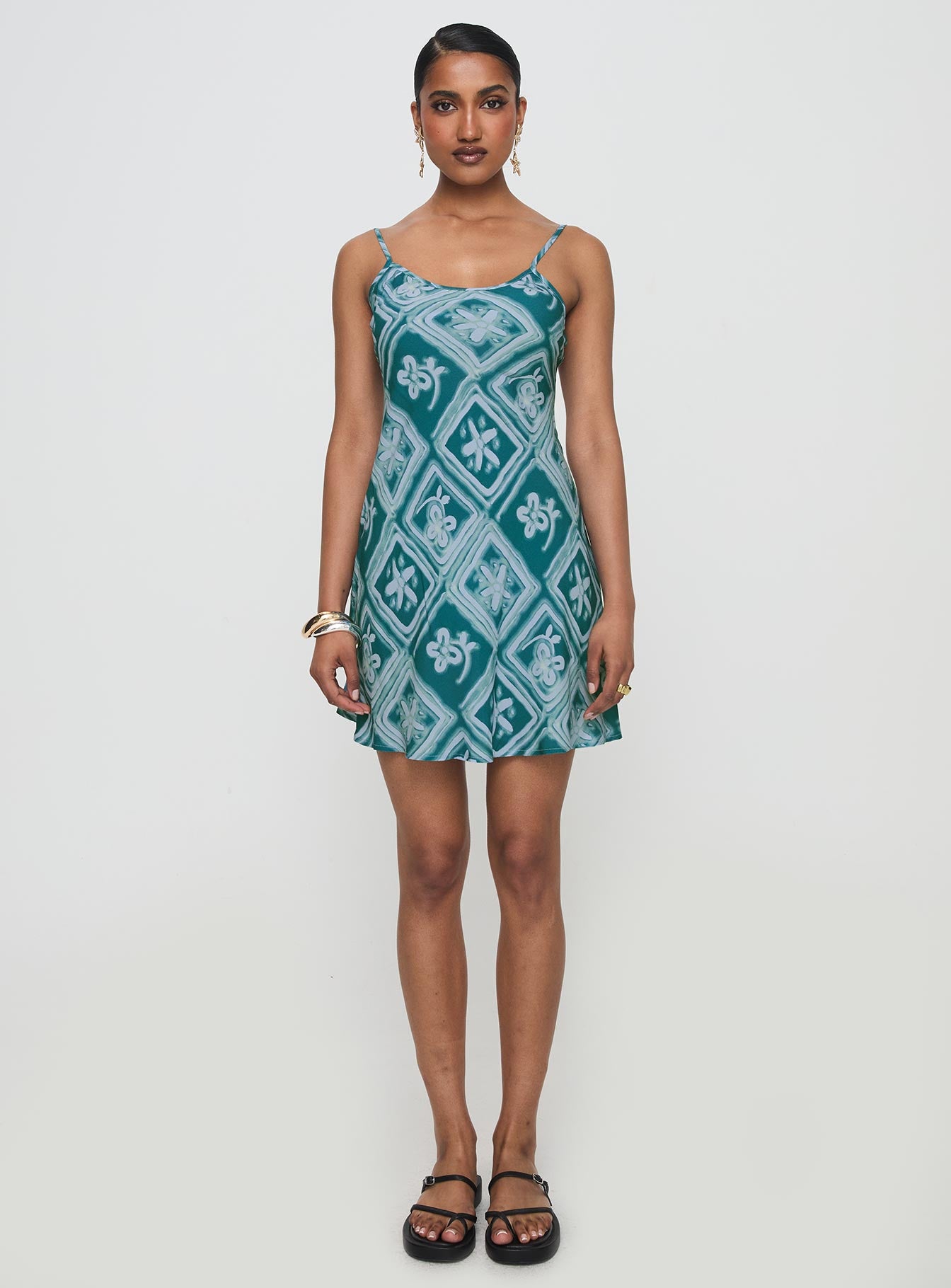 Vittorio Bias Cut Mini Dress Blue - Image 7