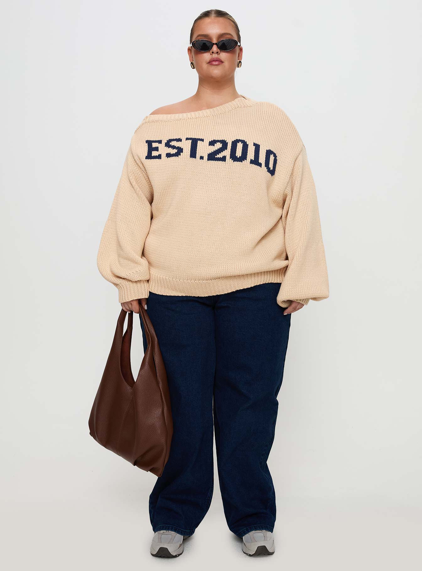 Jadynn Off Shoulder Knit Sweater Cream Curve - Image 7