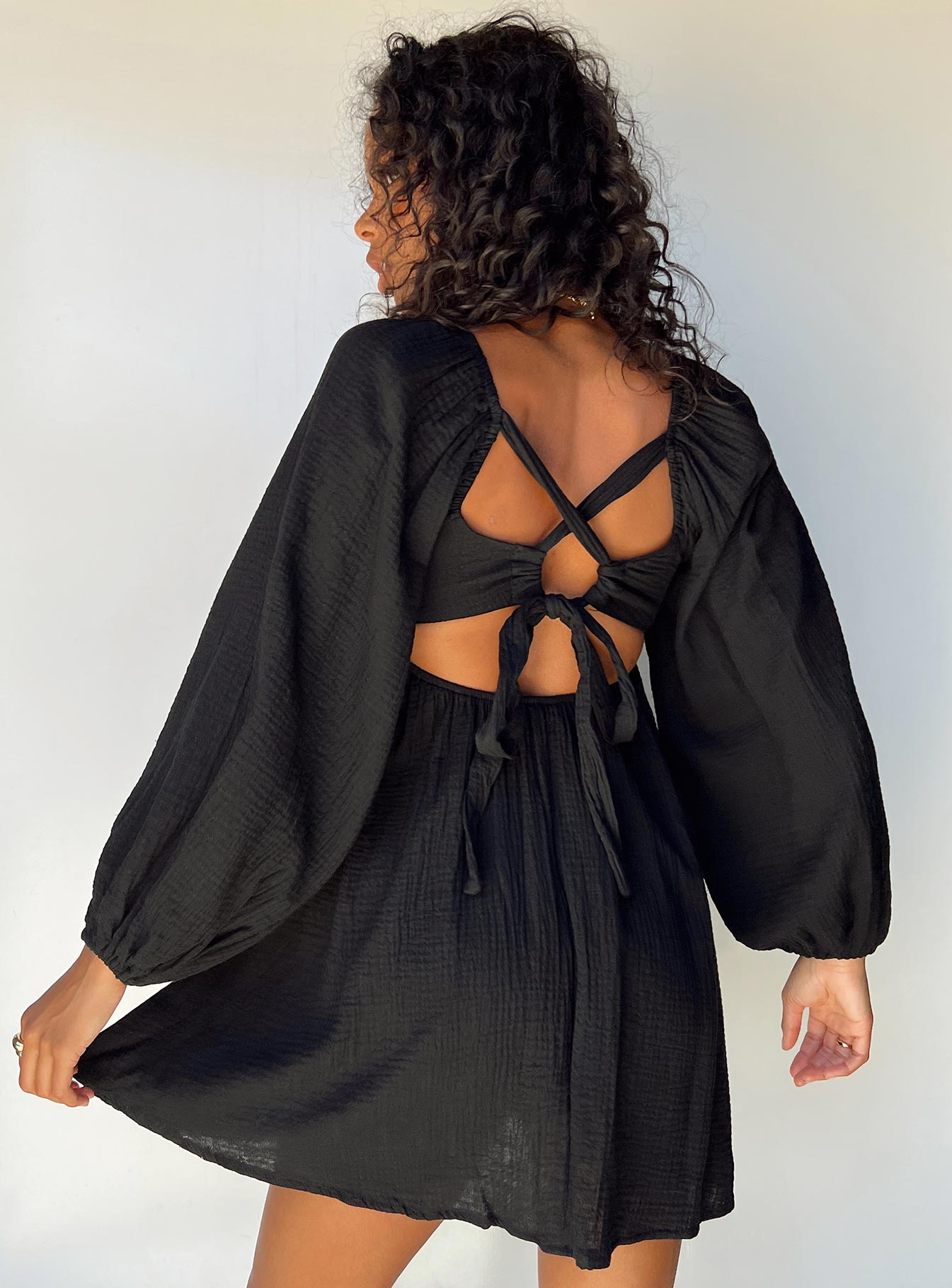 Let's Dance Mini Long Sleeve Dress Black - Image 7