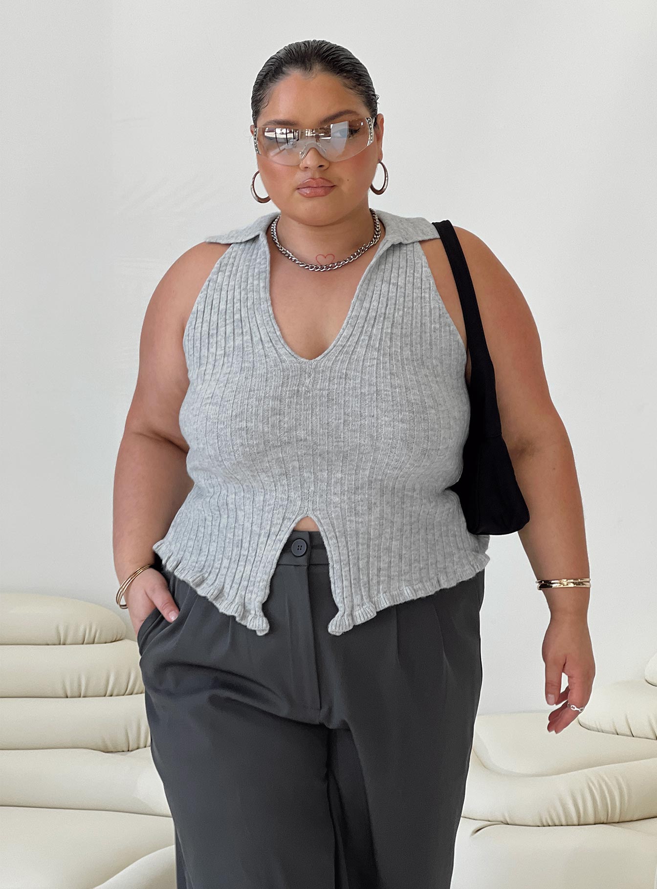 Galliniski Knit Top Grey Curve - Image 8