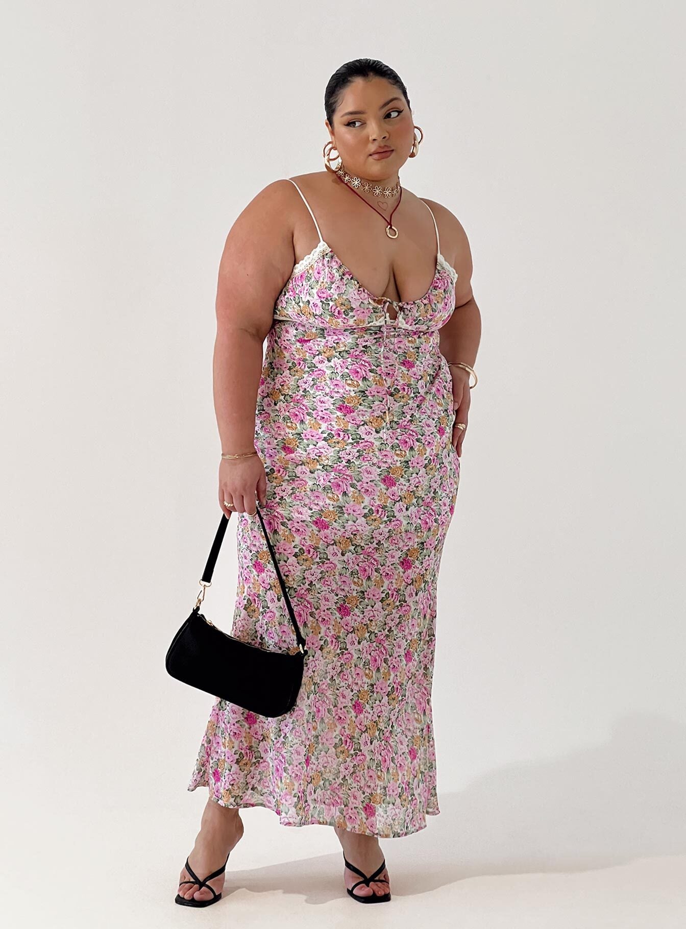Emily Maxi Dress Pink Floral Curve - Image 7