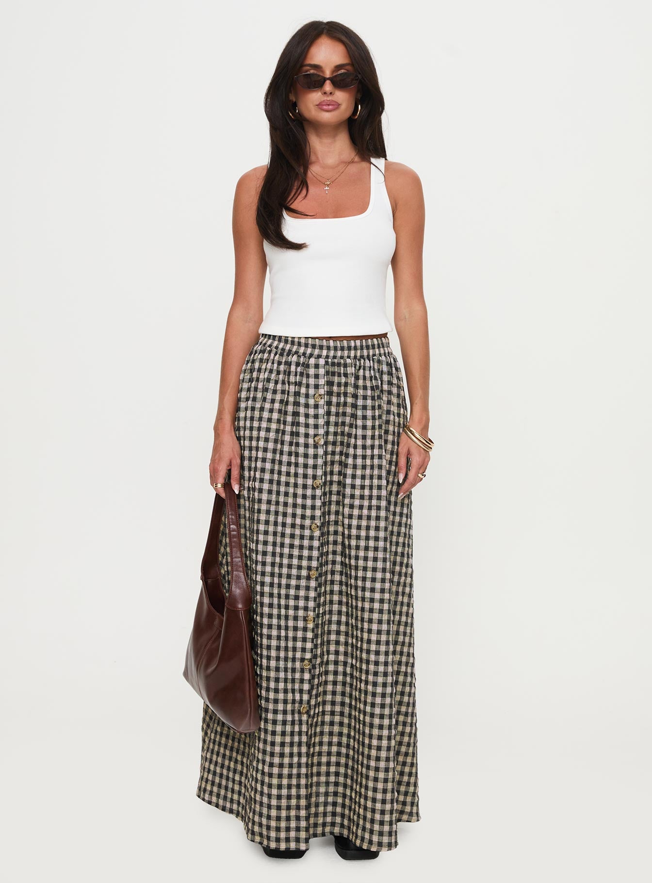 Cartmel Check Maxi Skirt Black / Cream - Image 7