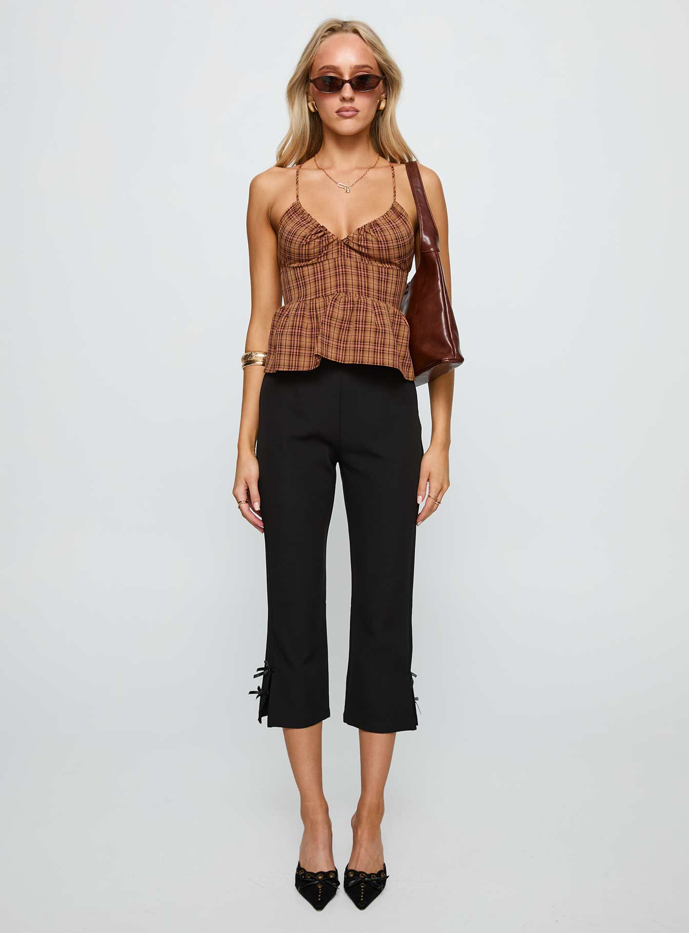 Croatia Frill Top Brown Check - Image 6