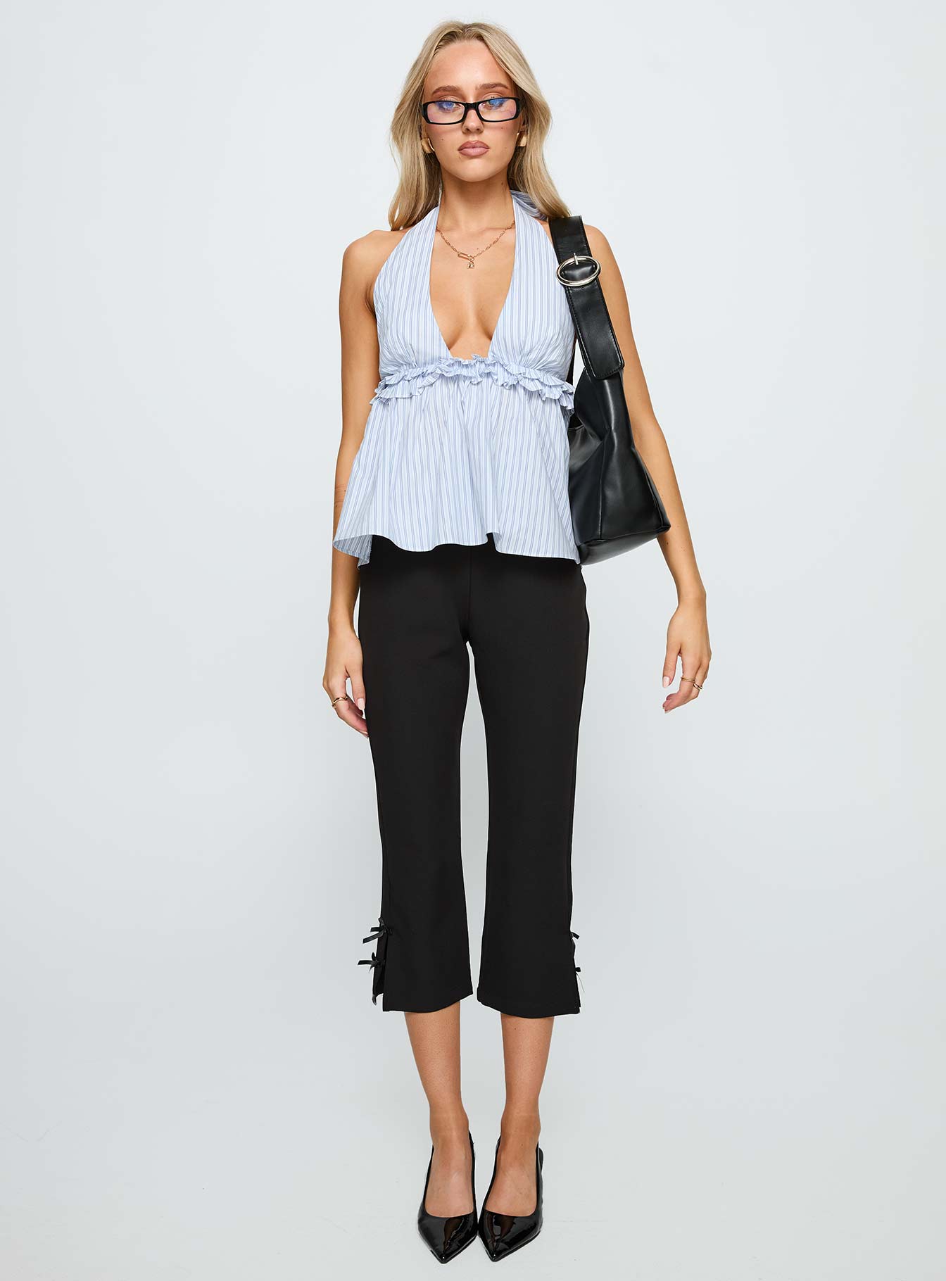 Nautique Halter Ruched Top Blue Stripe - Image 7