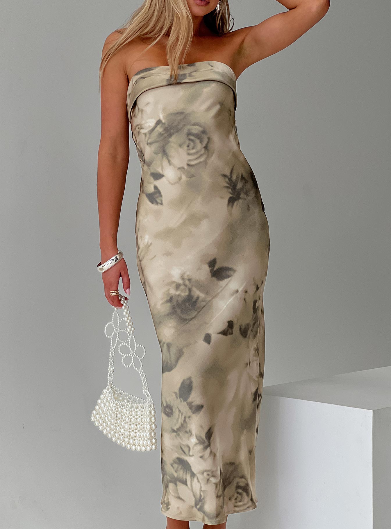 Voices Strapless Maxi Dress Cream Floral - Image 7