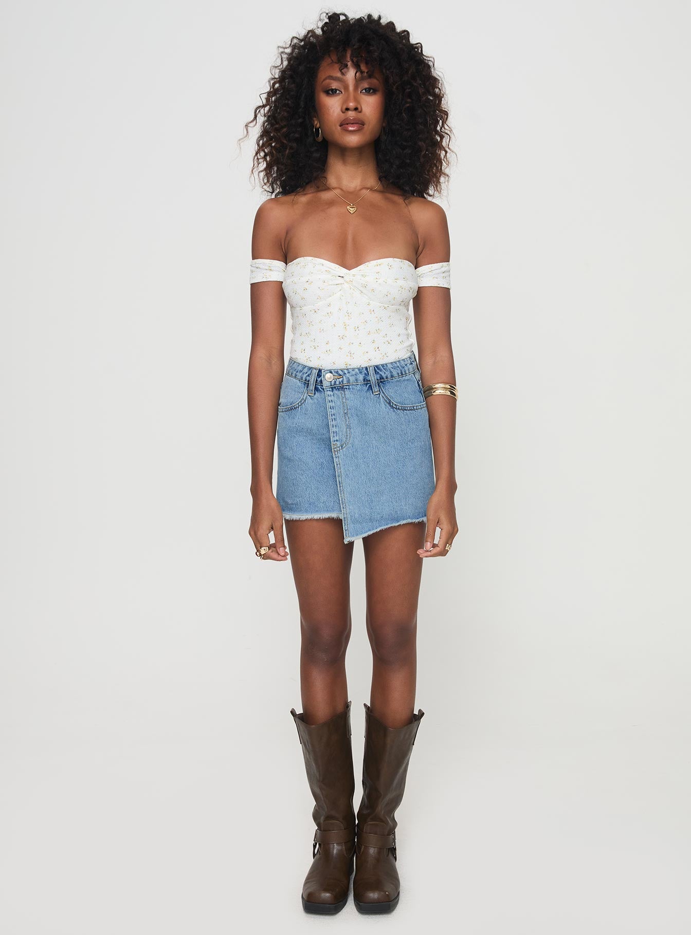 Barbuto Denim Wrap Mini Skirt Light Wash - Image 7