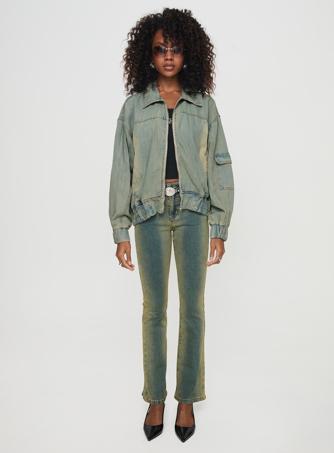 Korbin Denim Bomber Jacket Antique Wash - Image 7