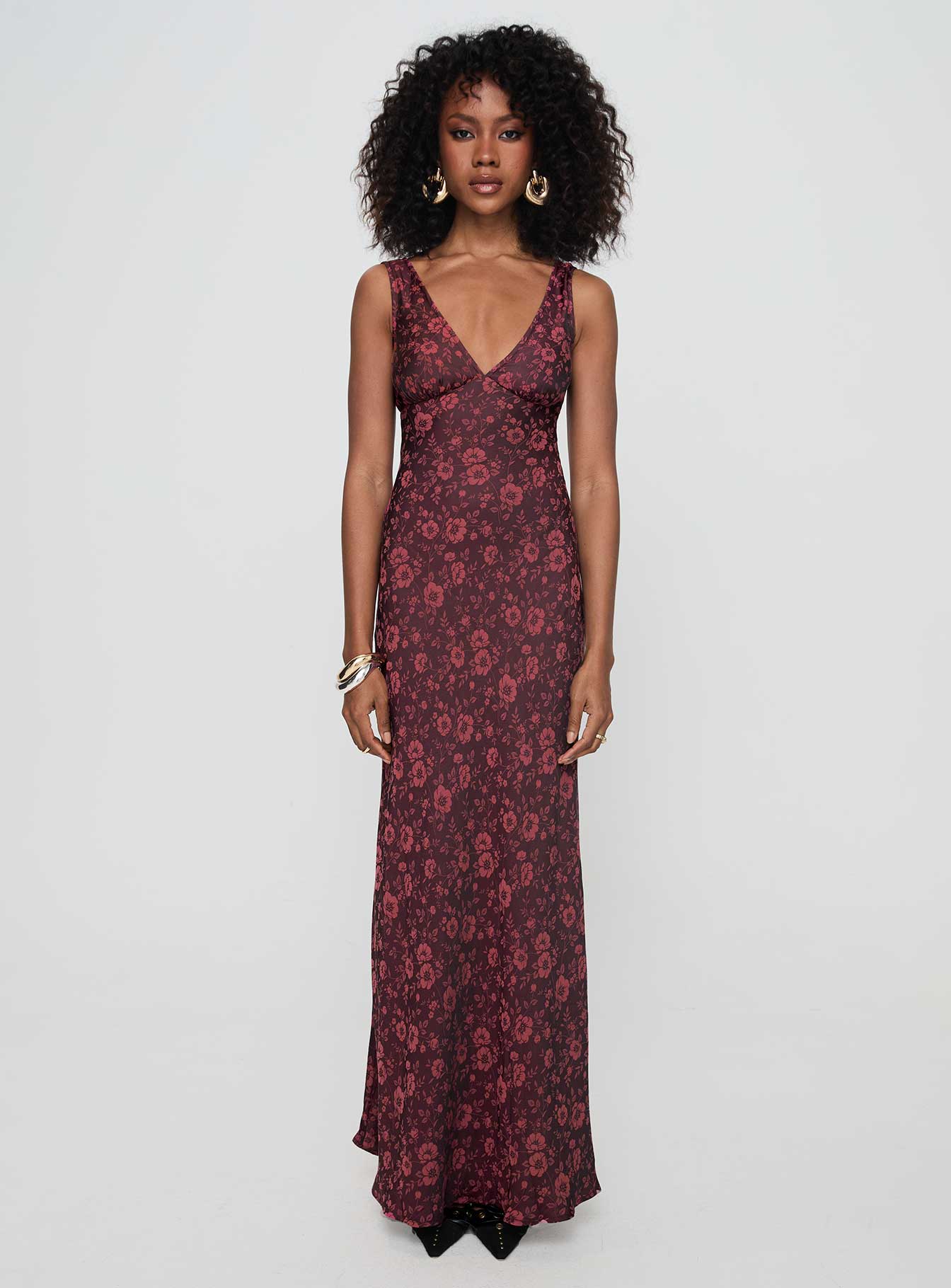 Nell Jacquard Maxi Dress Burgundy - Image 7