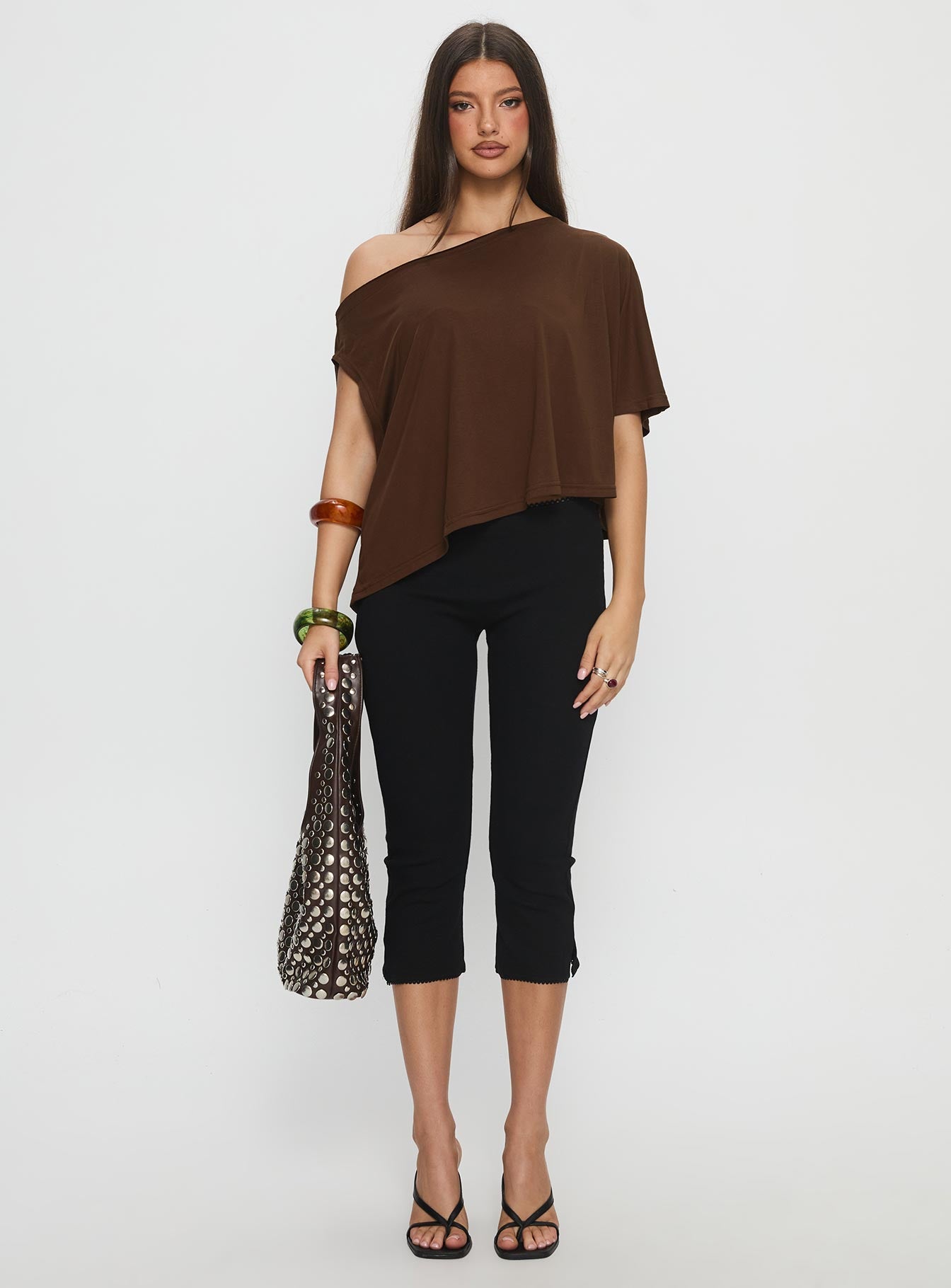 Passerby Asymmetrical Off Shoulder Top Brown - Image 7