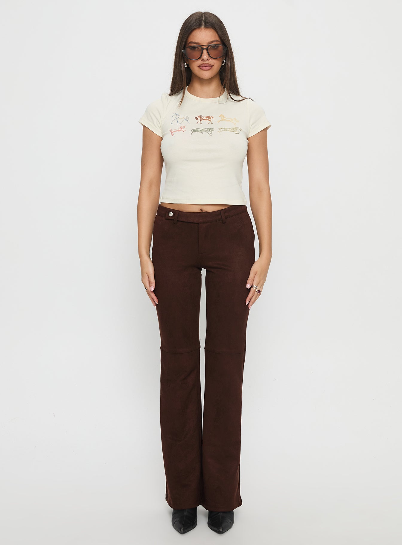 Final Shot Faux Suede Pants Brown - Image 7