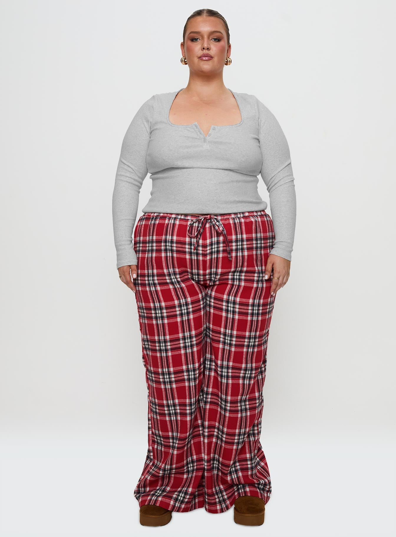 In The Morning Sleep Pant Red Check Curve - Image 7