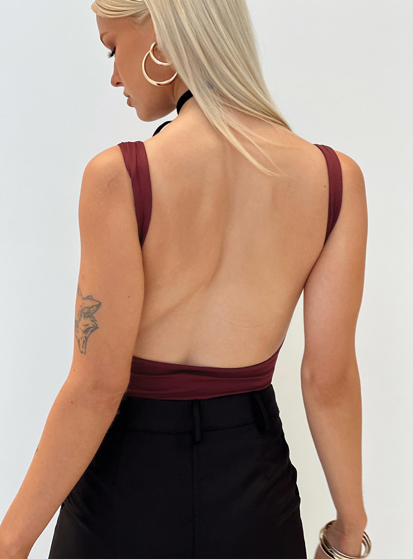 Coomba Backless Bodysuit Burgundy - Image 7