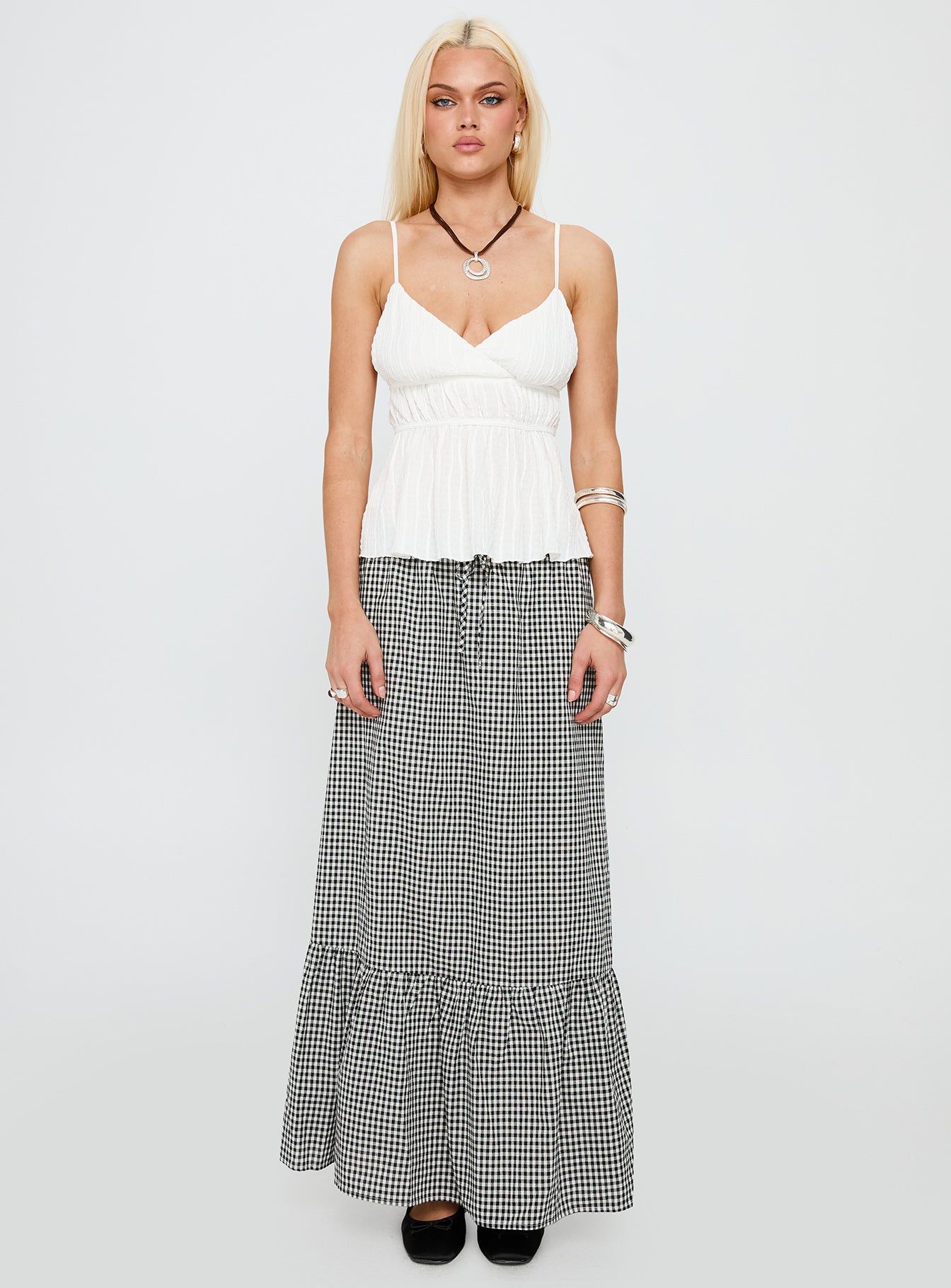 Modern Girl Maxi Skirt Black / White Gingham - Image 7