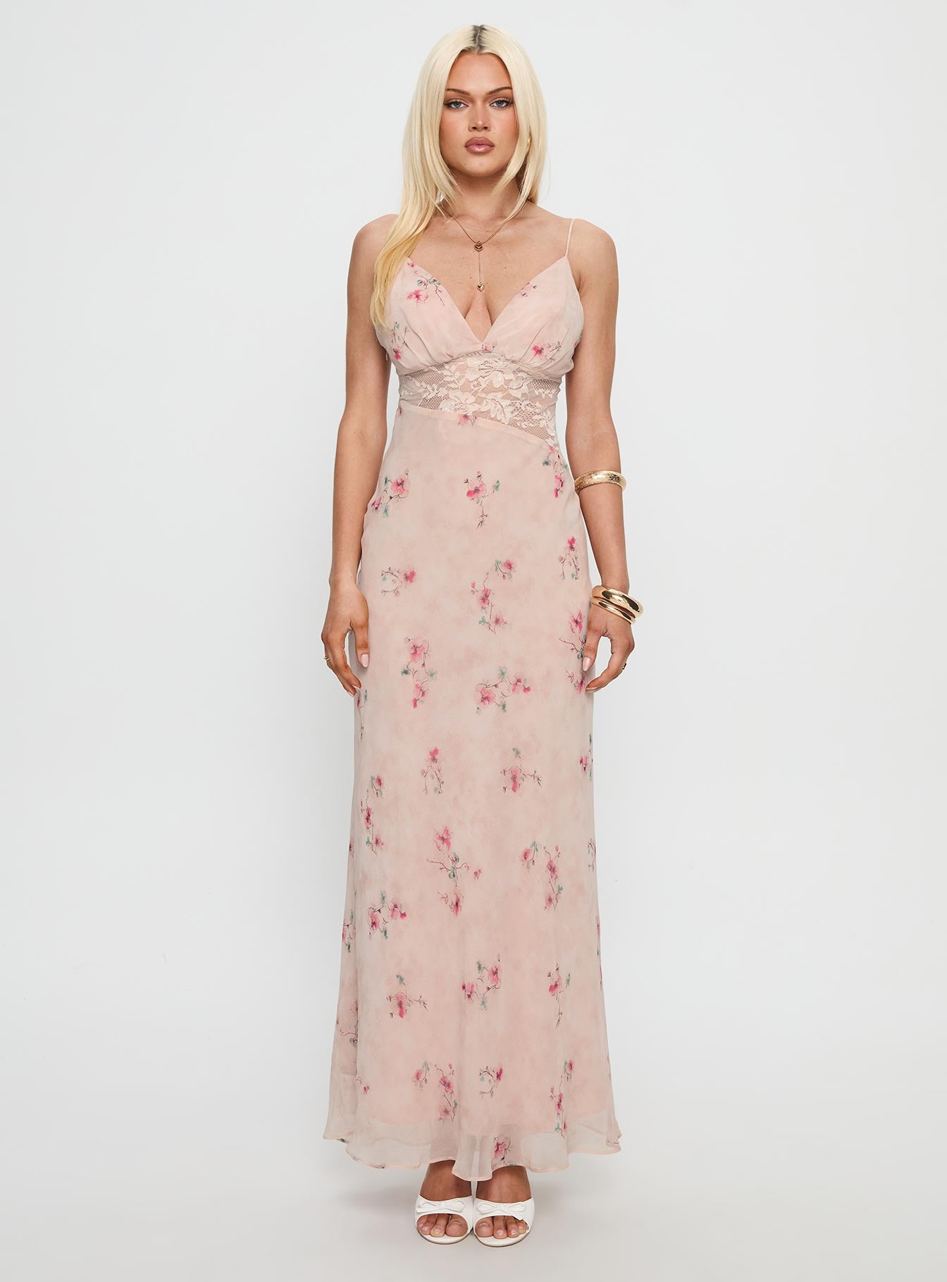 Rheina Lace Maxi Dress Pink Floral - Image 6