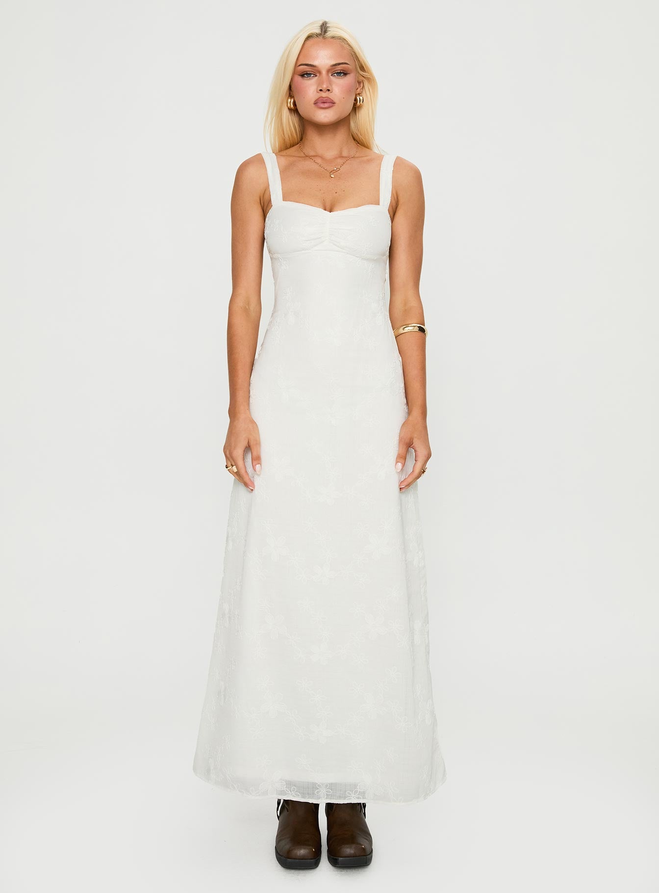 Maisone Broderie Maxi Dress White - Image 7