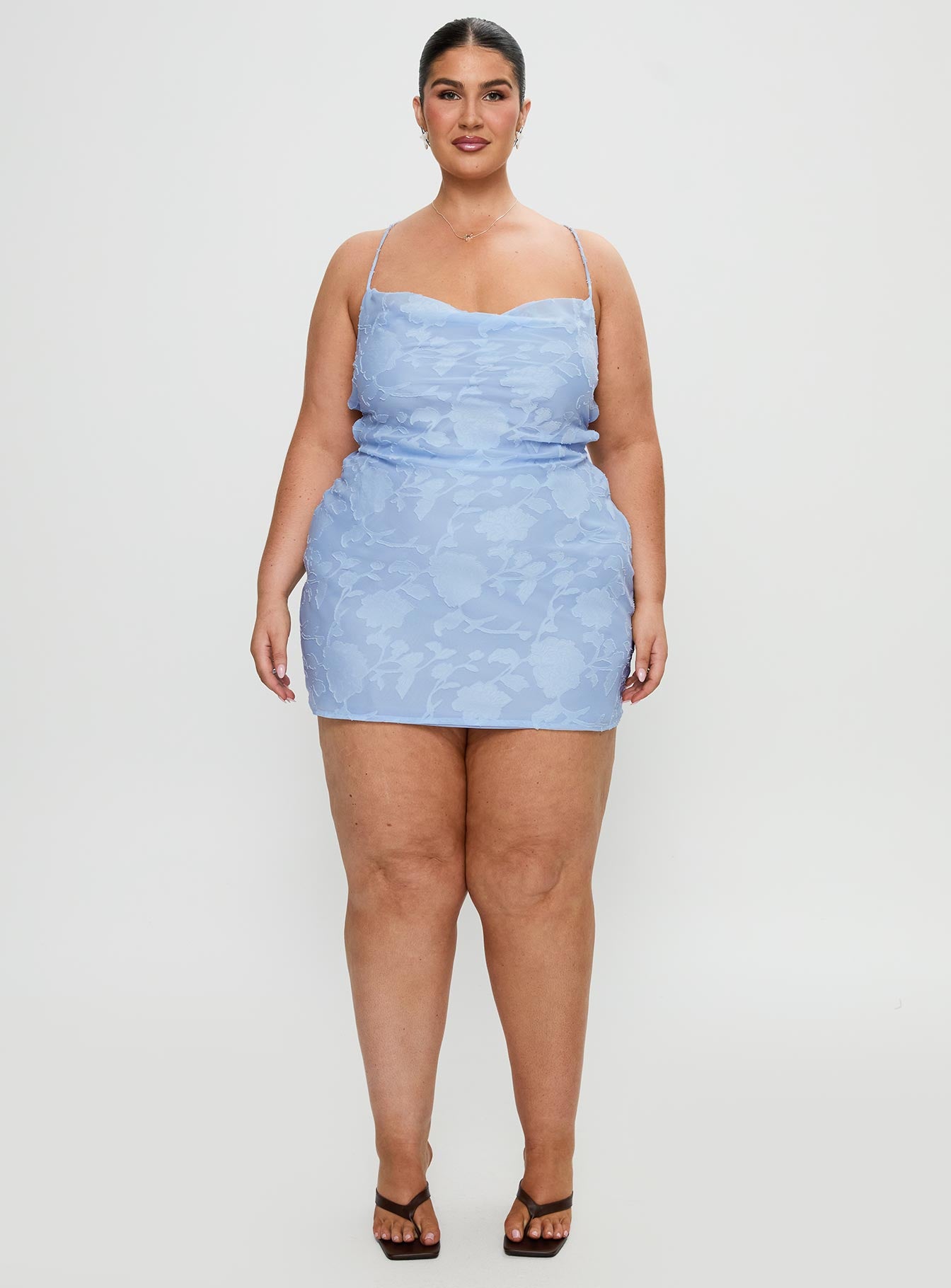 Celena Mini Dress Light Blue Burnout Curve - Image 7