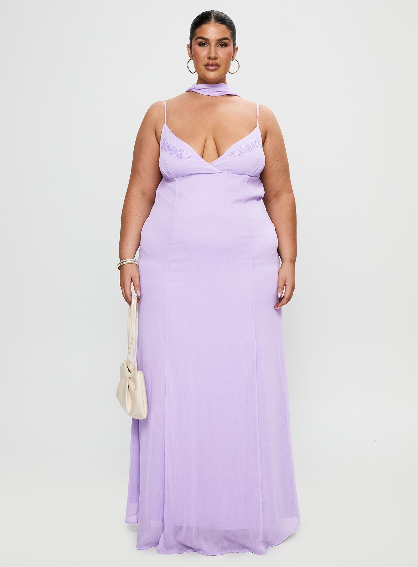 Jadira Scarf Maxi Dress Purple Curve - Image 7