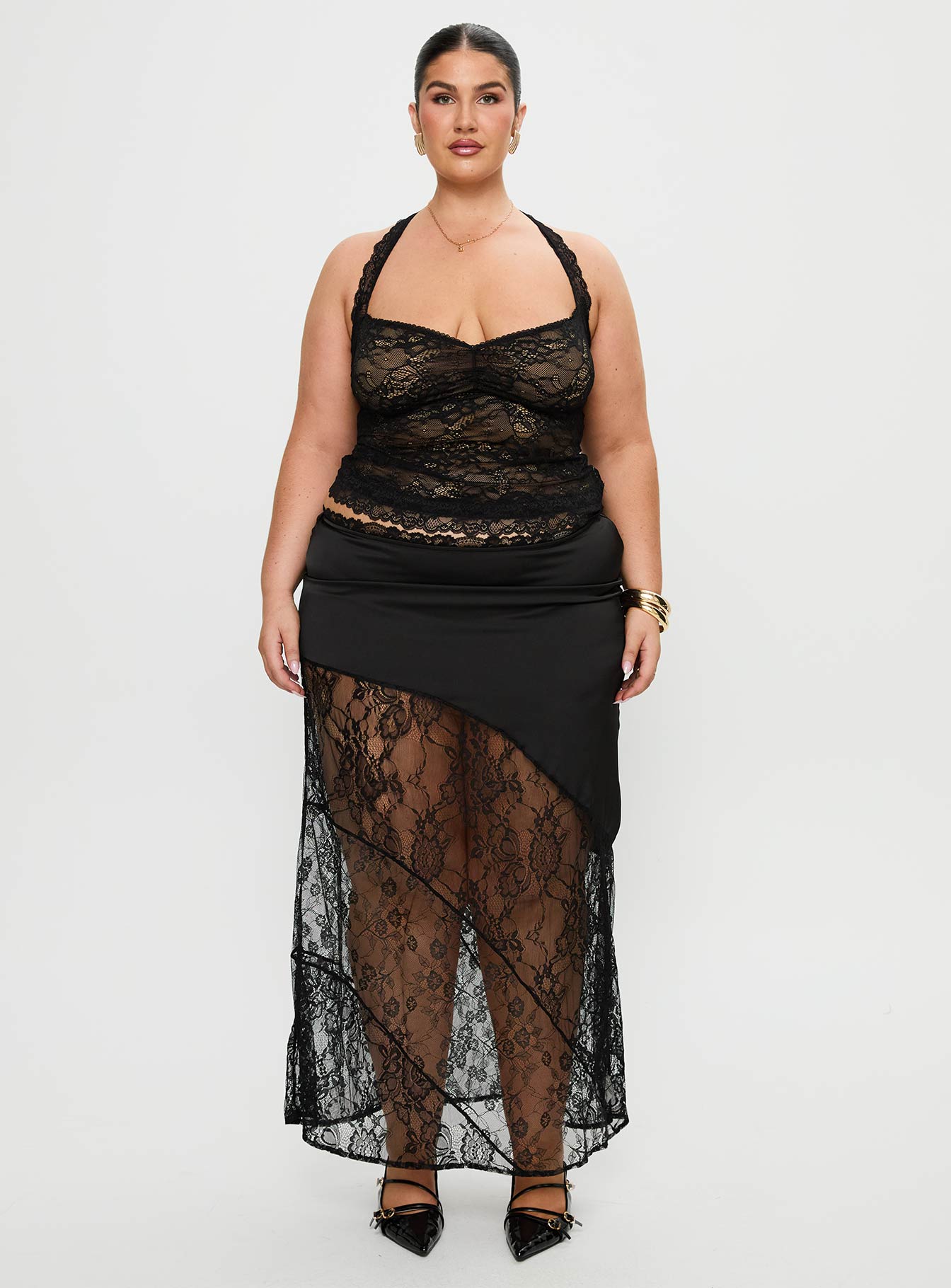Fantasize Lace Halter Top Black Curve - Image 7