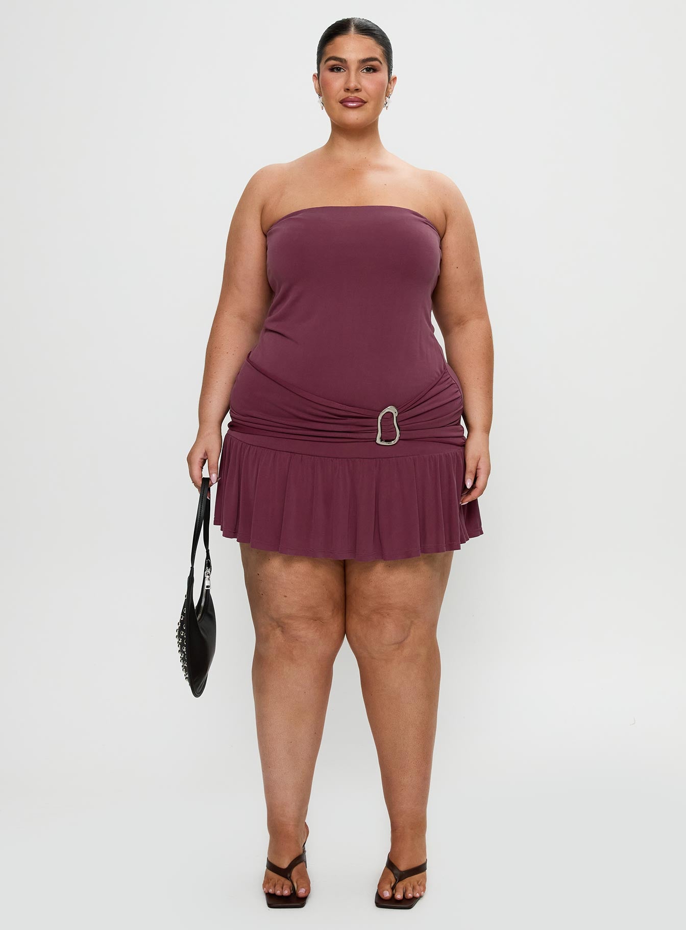 Love Lingers Strapless Mini Dress Burgundy Curve - Image 7