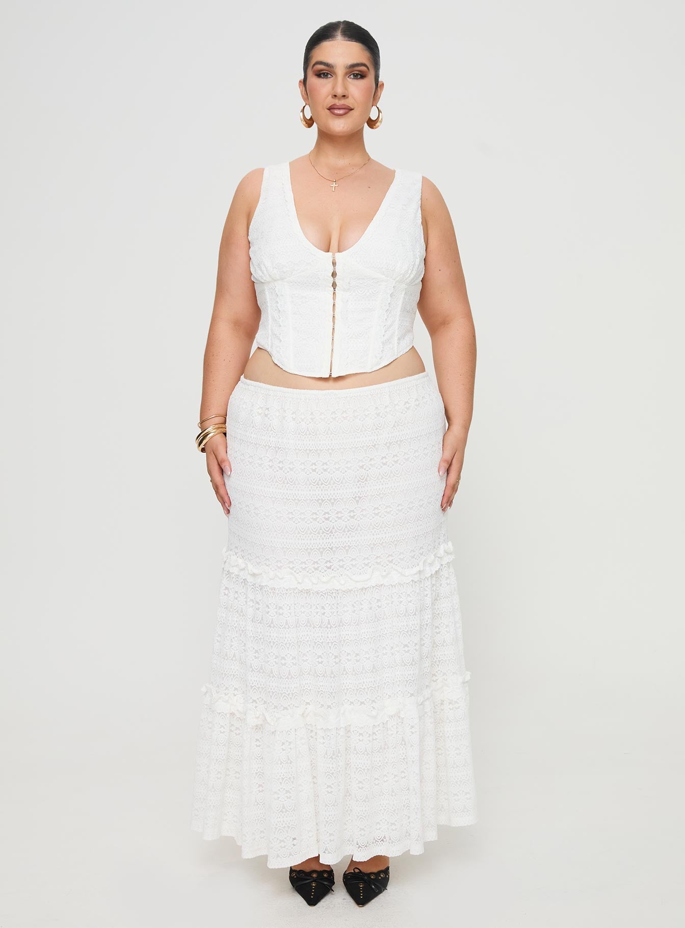 Buttacupe Lace Maxi Skirt White Curve - Image 7