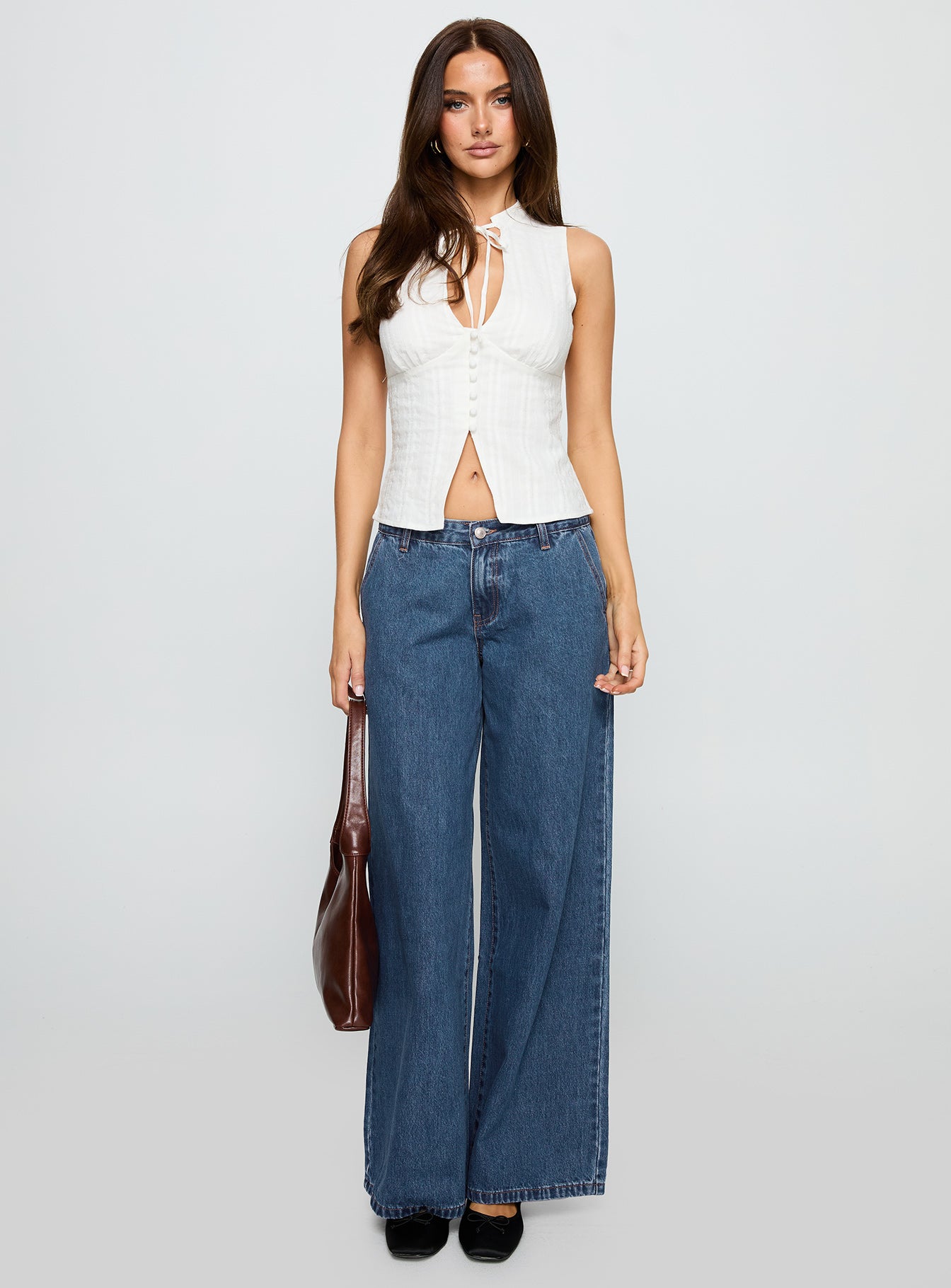 Hyde Low Rise Wide Leg Jeans Mid Blue - Image 6