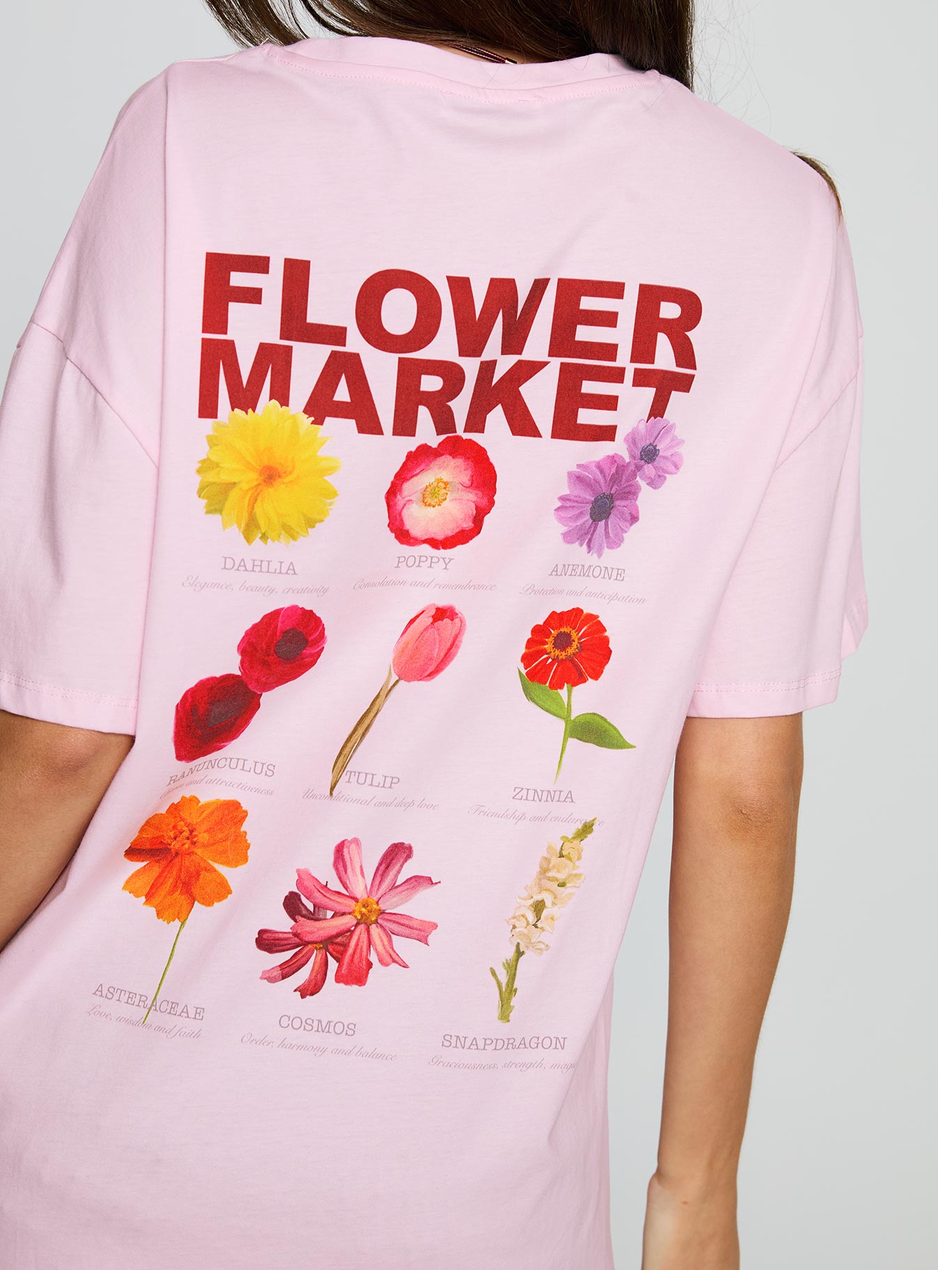 Flower Chart Oversized Tee Pink - Image 7