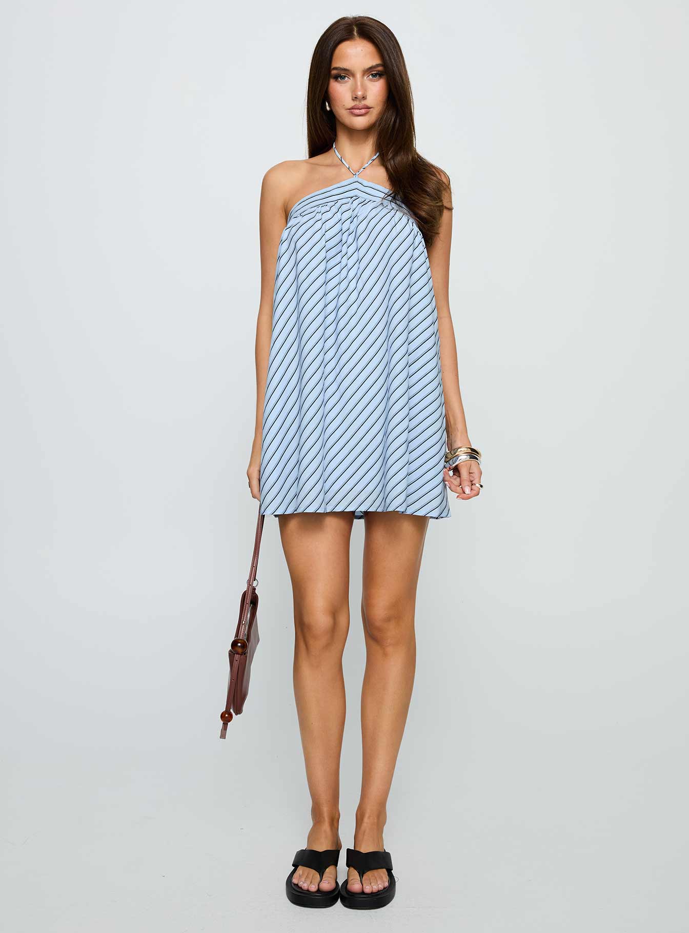 Moonlit Mini Dress Blue Stripe - Image 7