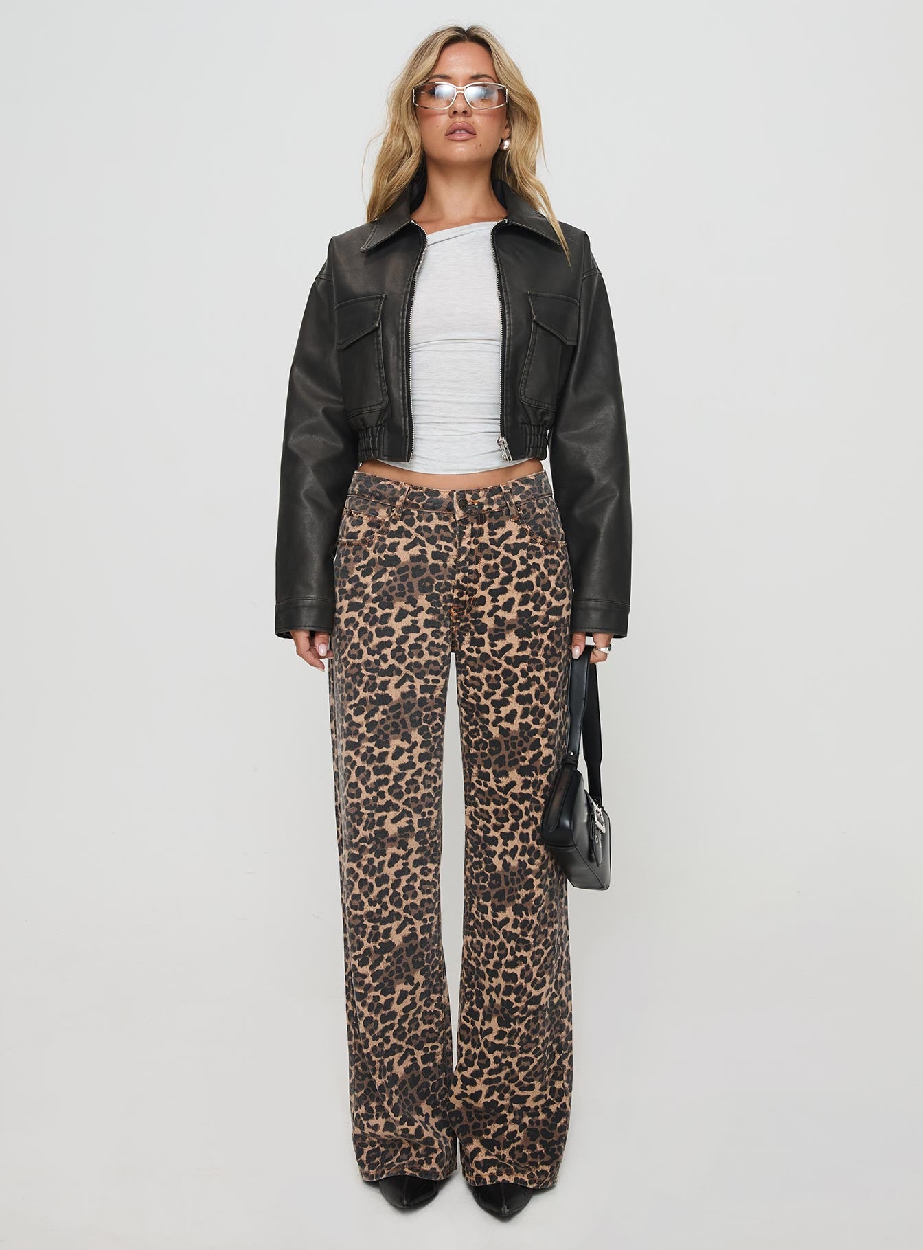 Eavar Faux Leather Jacket Washed Black - Image 6