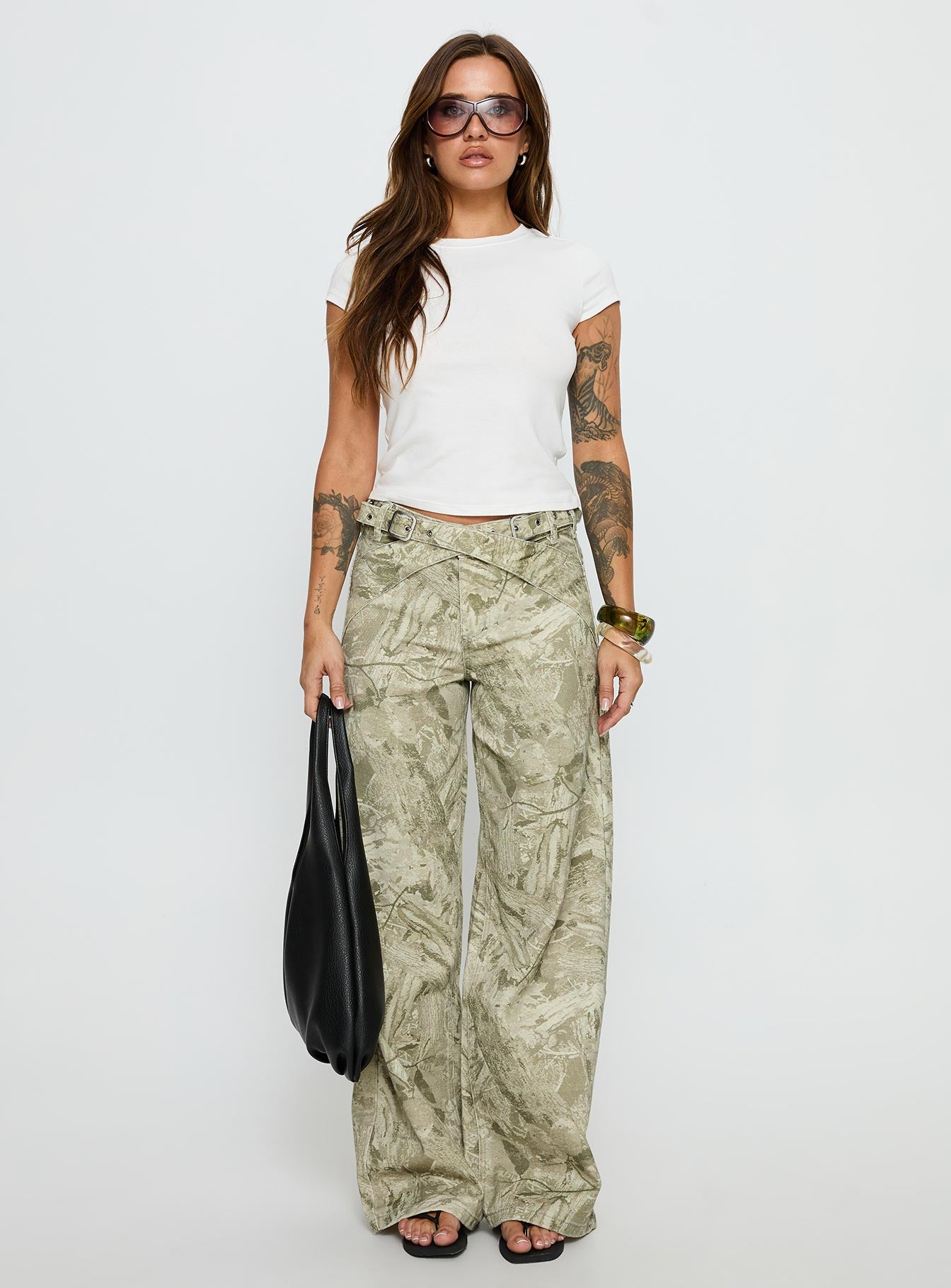 Mckinley Mid Rise Wide Leg Jeans Camouflage - Image 7
