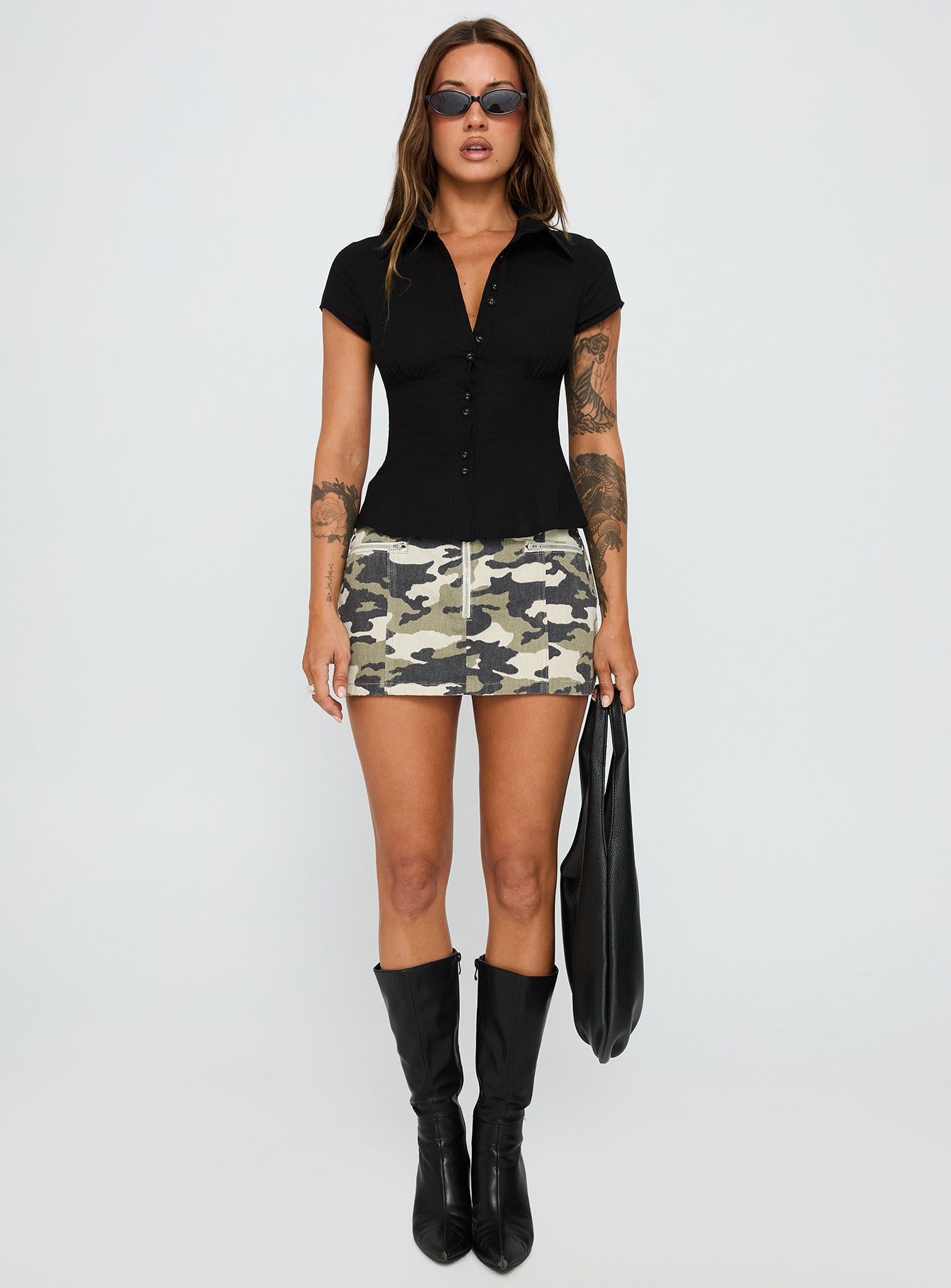Voltage Denim Mini Skirt Camouflage - Image 7