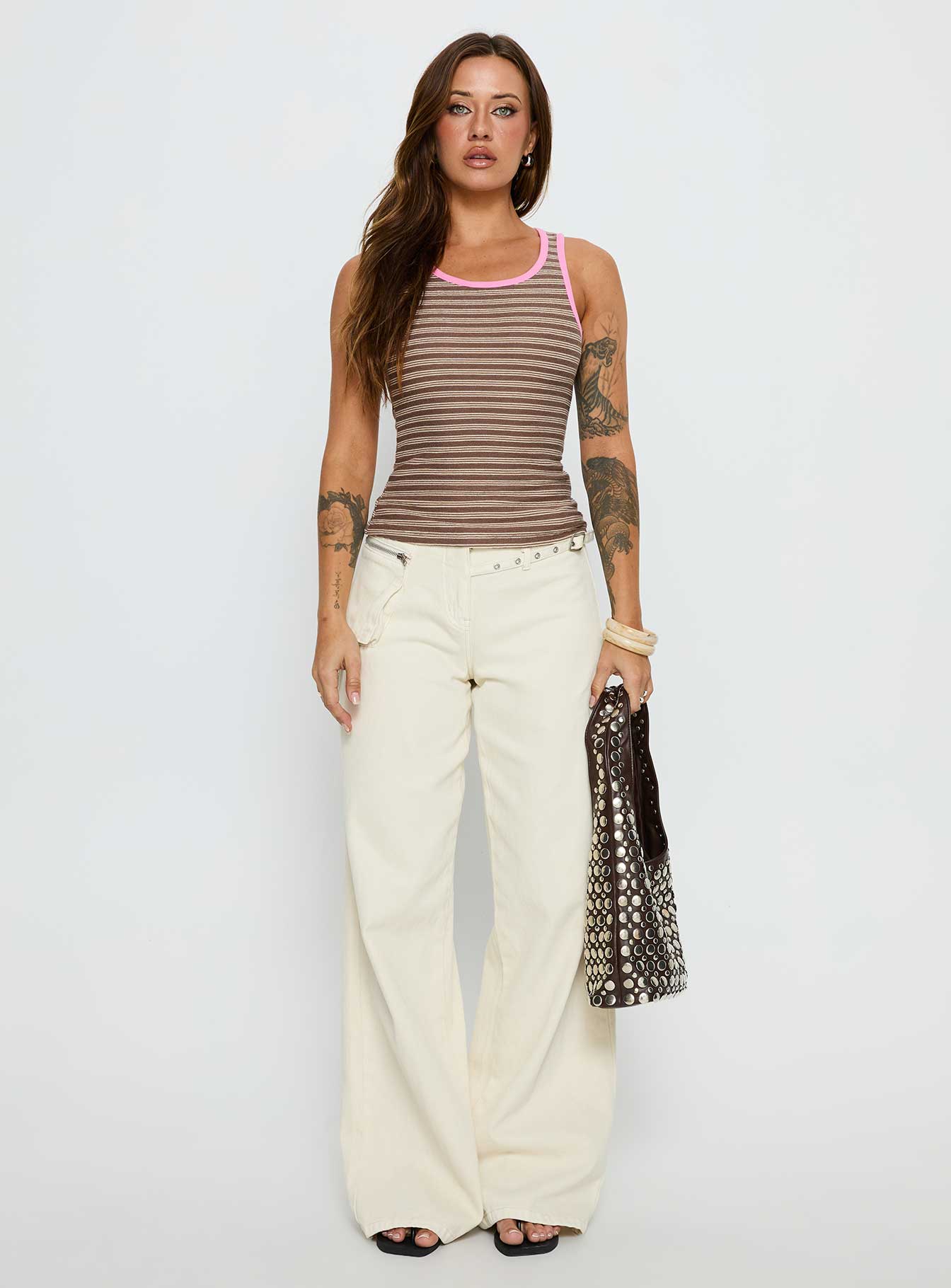 Elizebeth Contrast Trim Tank Top Multi Stripe - Image 7