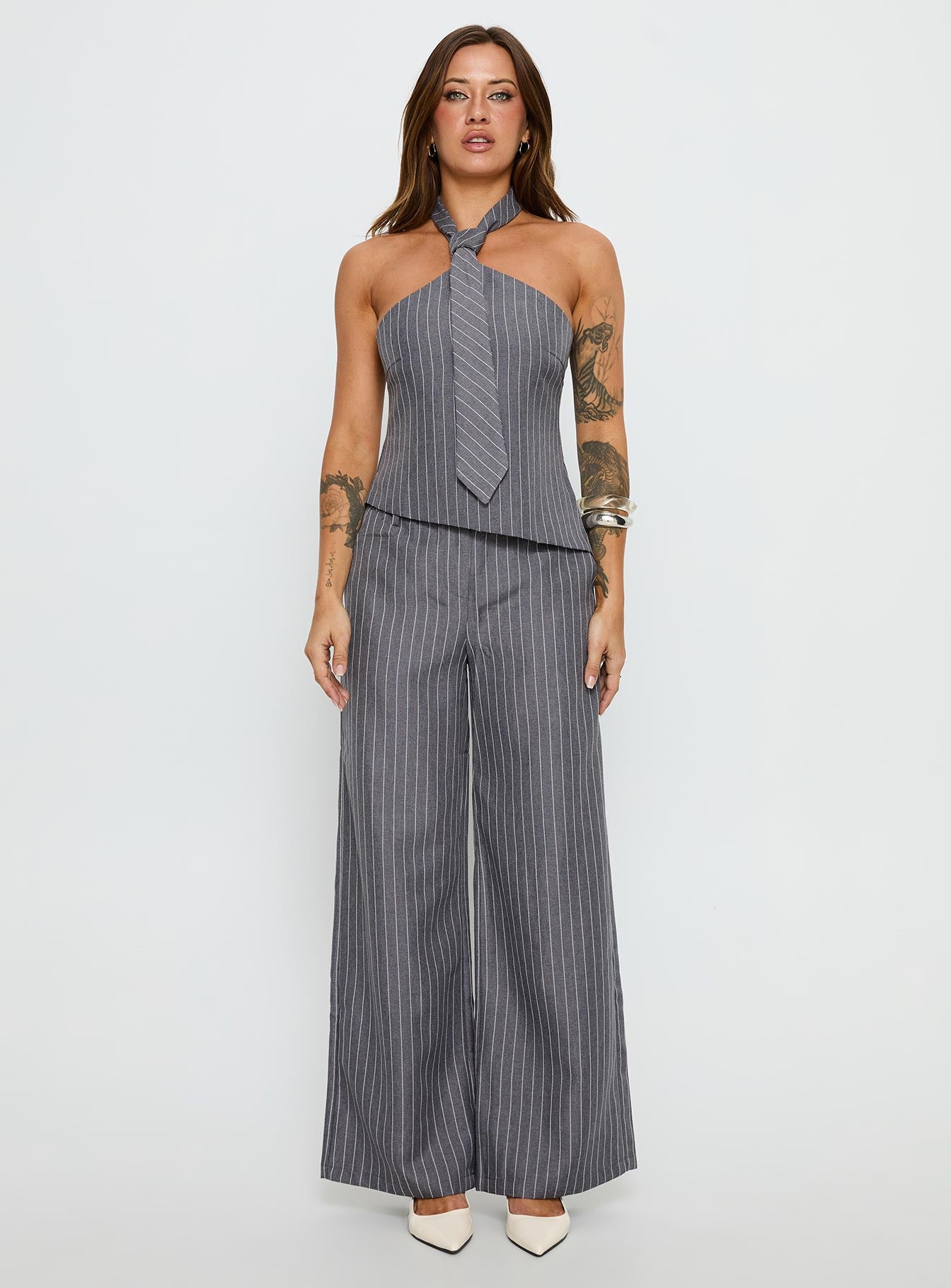 Uvelia Tailored Pants Grey Pinstripe - Image 7