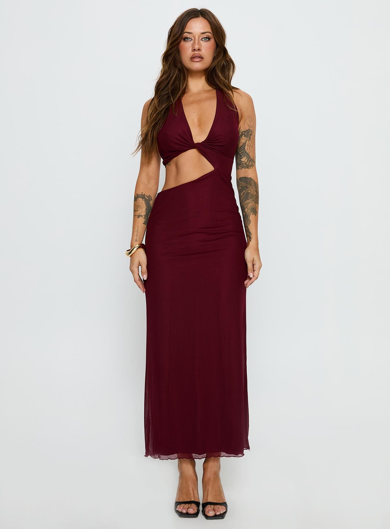 Novalee Keyhole Maxi Dress Burgundy - Image 6