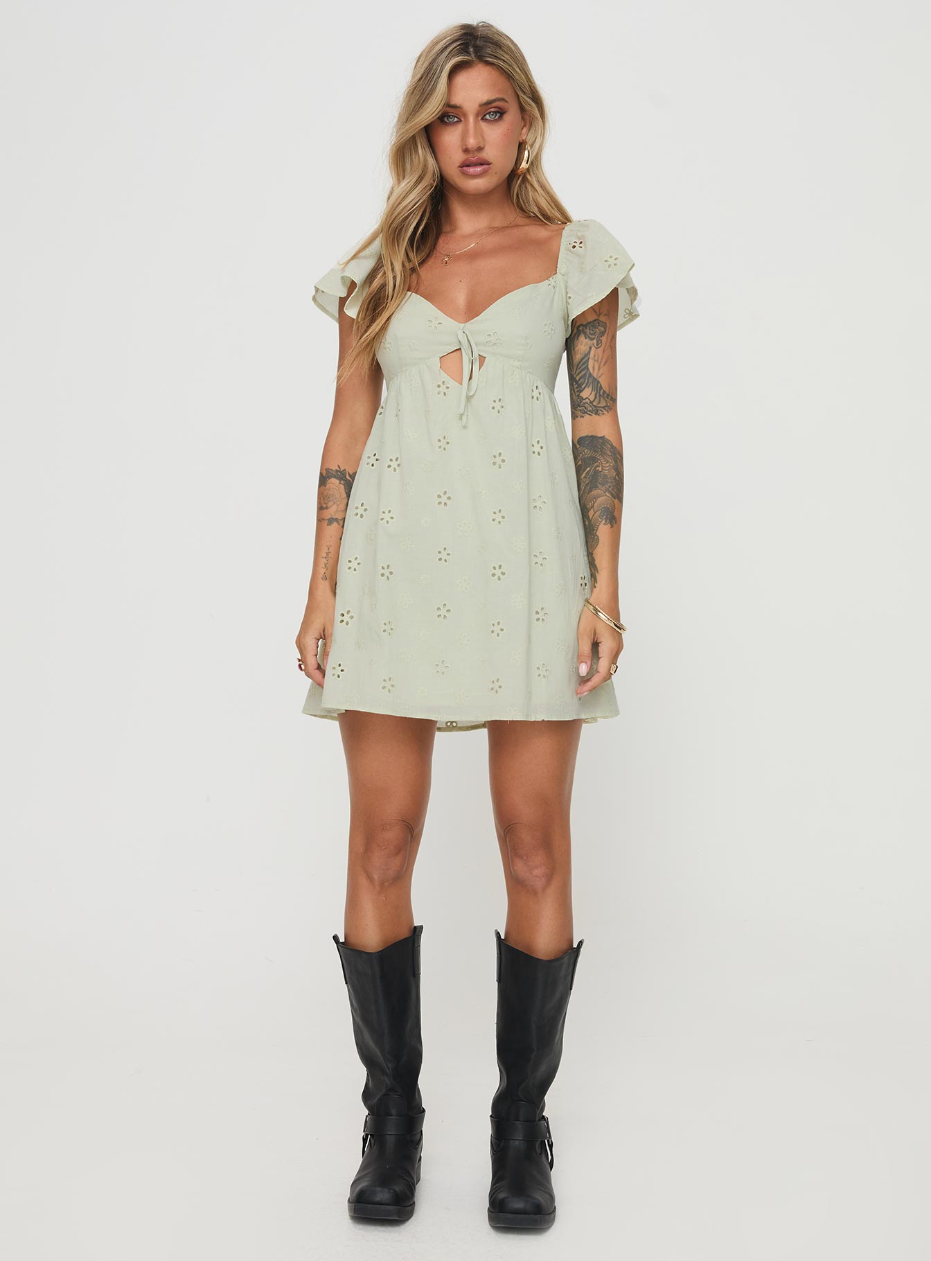 Staban Mini Dress Sage - Image 6