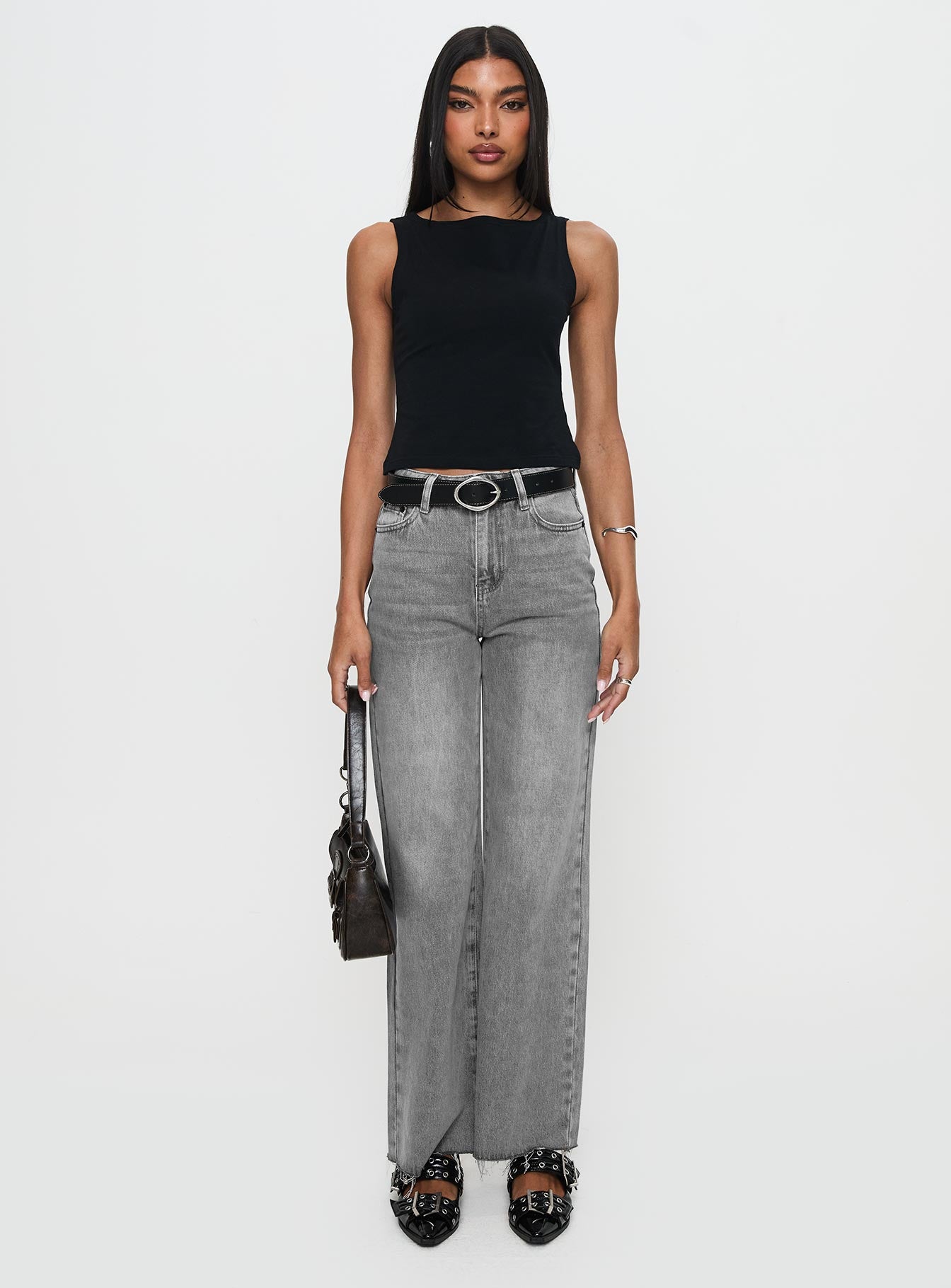 Henesey High Rise Straight Leg Jeans Washed Grey - Image 6