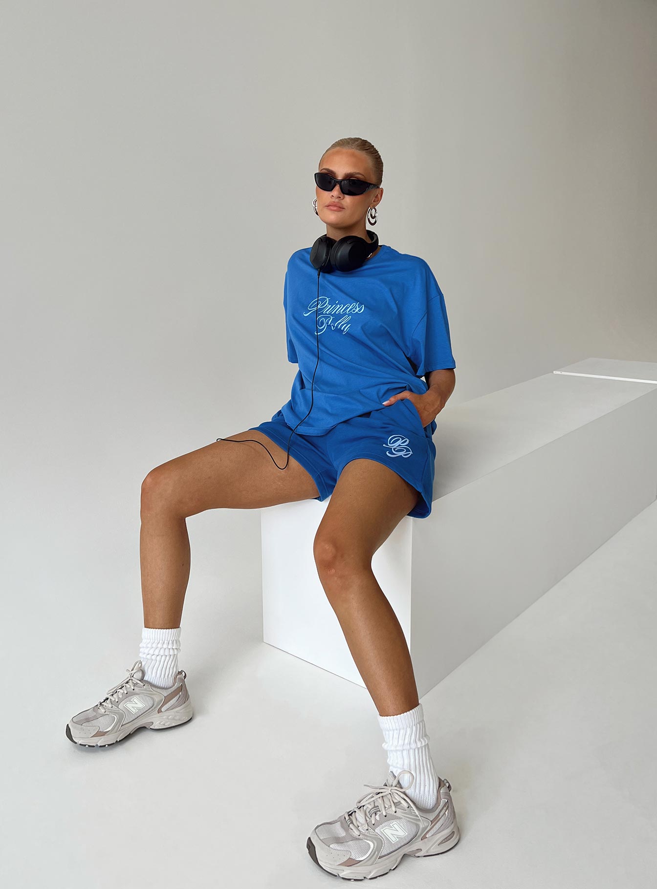 Princess Polly Cursive Oversized Tee Blue / White - Image 7