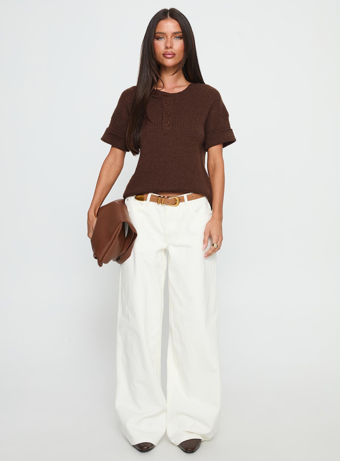 Ramos Low Rise Wide Leg Jeans White - Image 7
