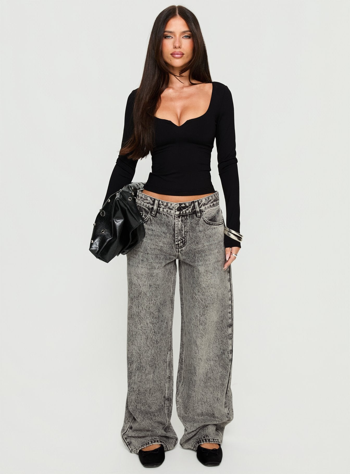 Serenitia Mid Rise Relaxed Jeans Washed Grey - Image 6