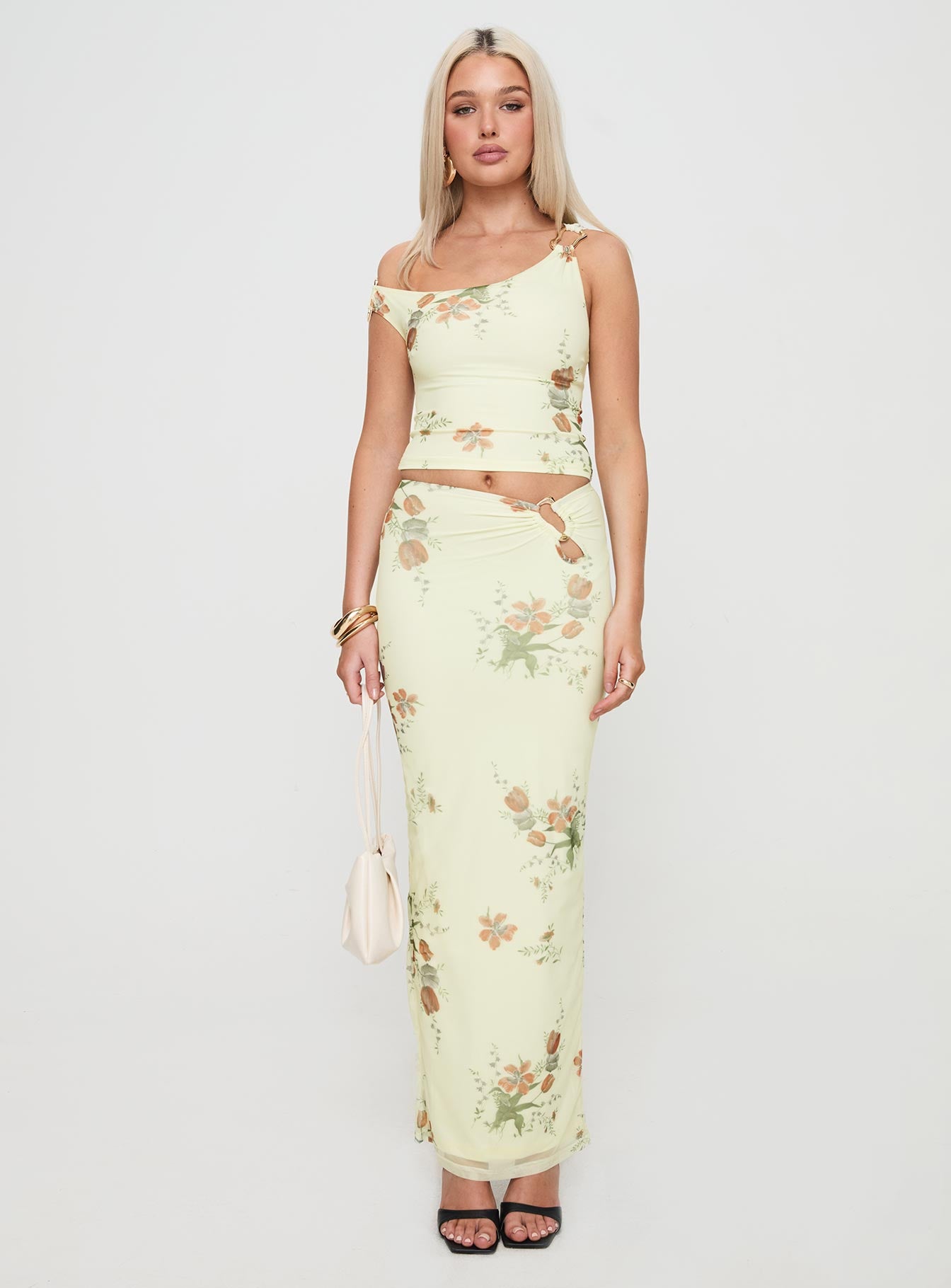 Rios One Shoulder Top Yellow Floral - Image 7